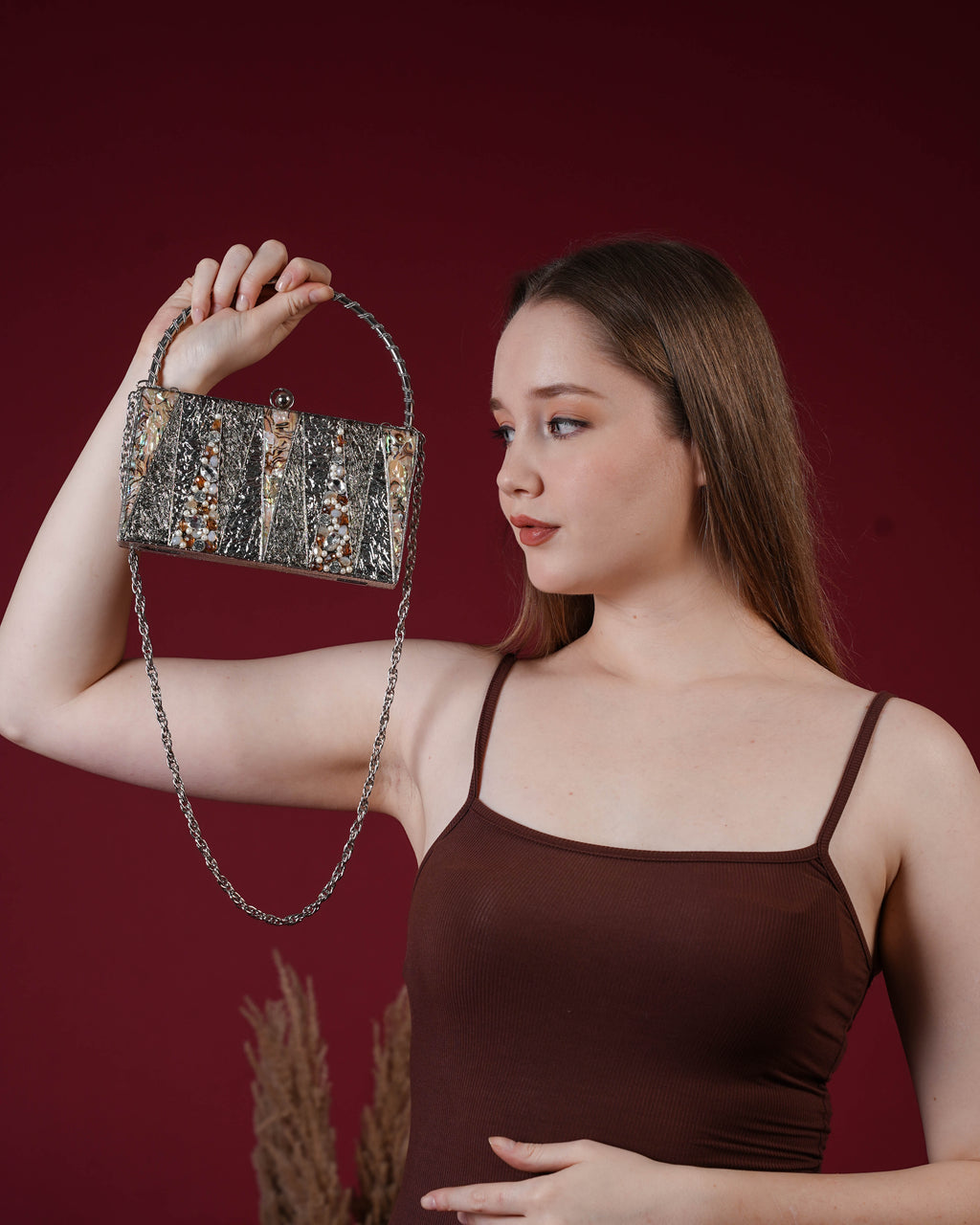 Aurielle Gleam Metal Clutch