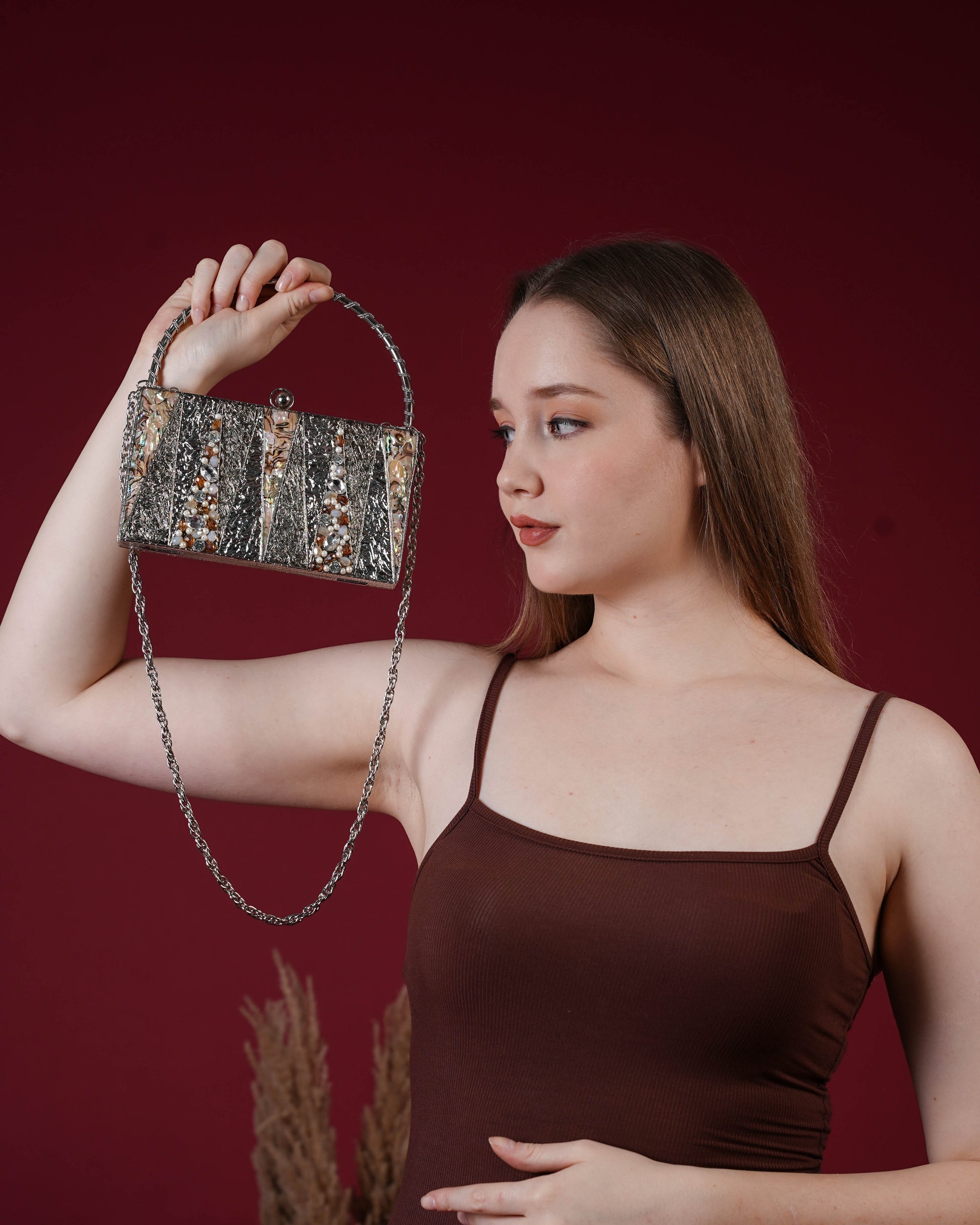 Aurielle Gleam Metal Clutch