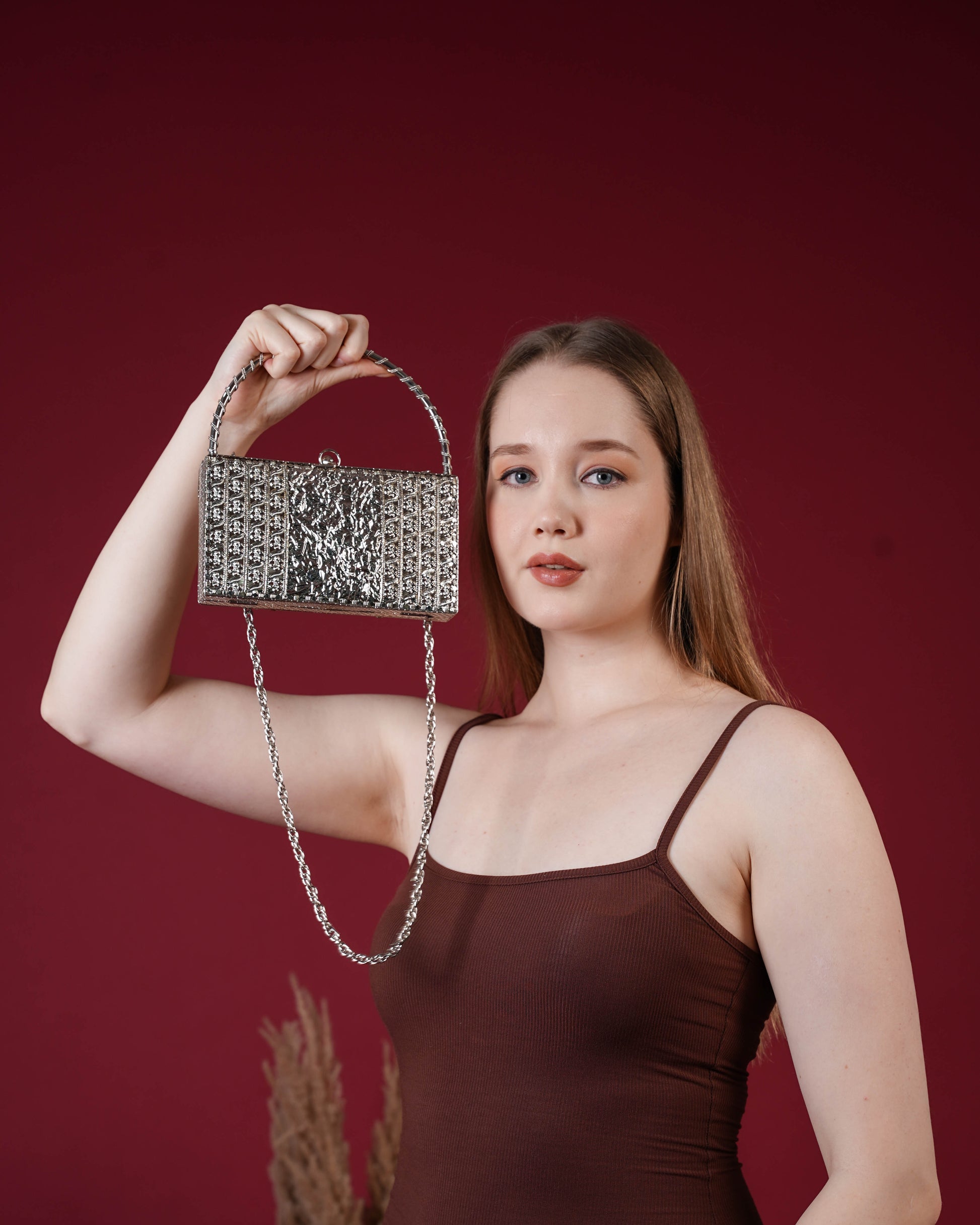 Aurielle Gleam Metal Clutch