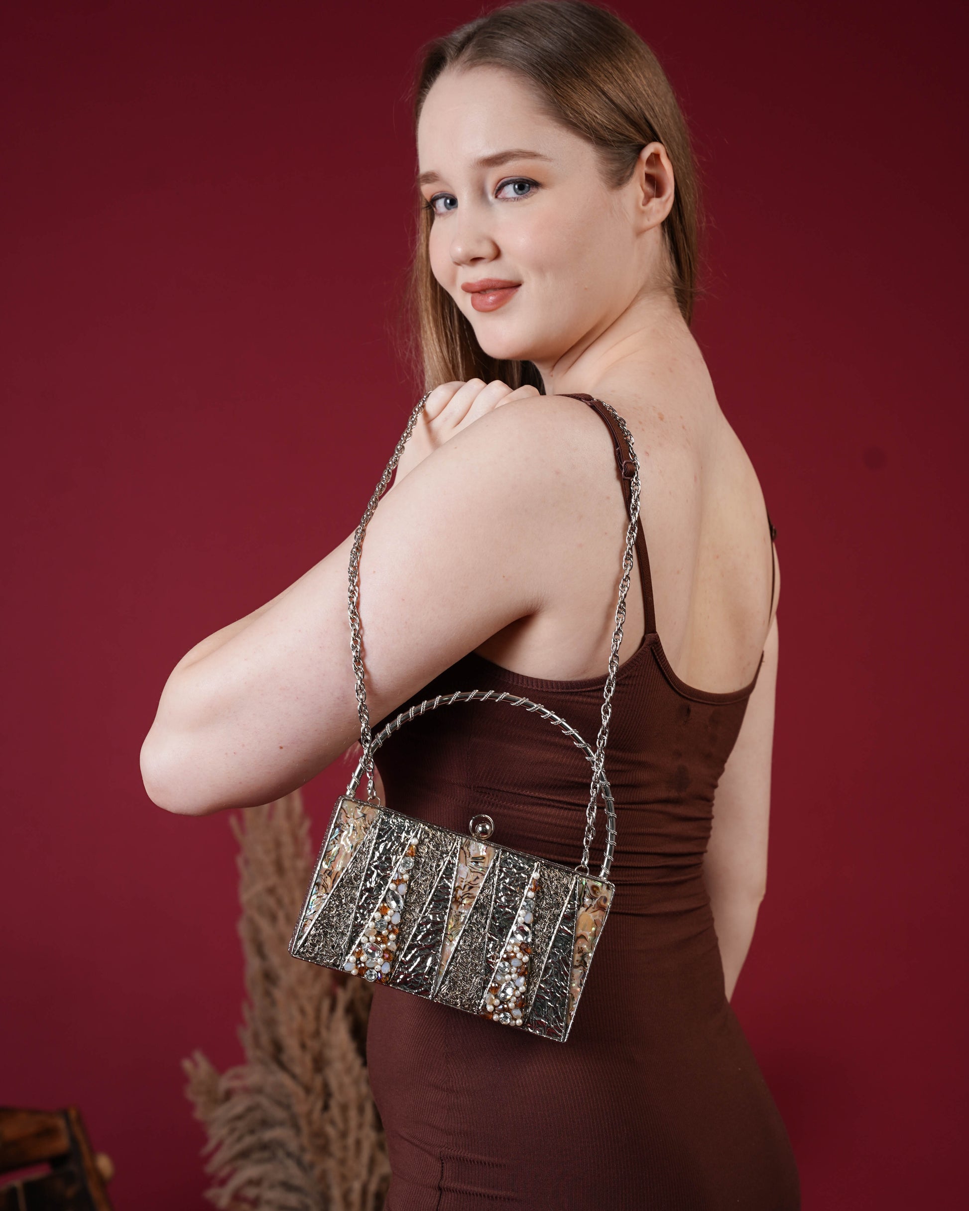 Aurielle Gleam Metal Clutch