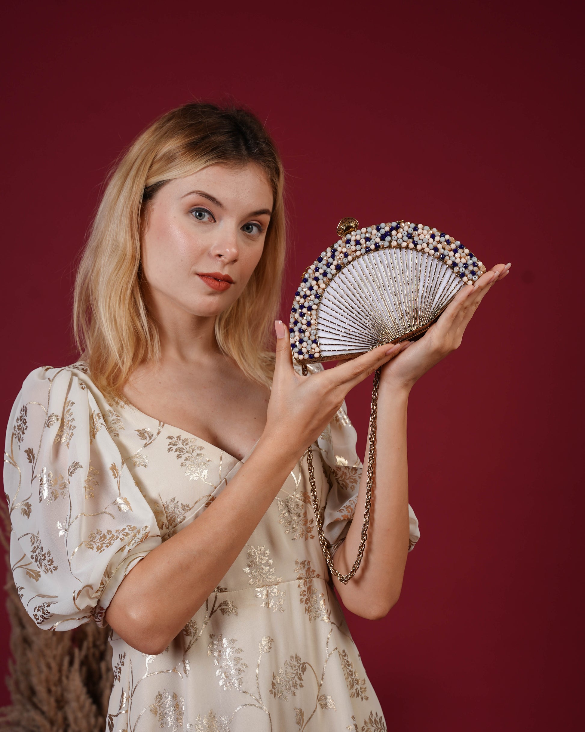 Oceara Fan Beaded Clutch