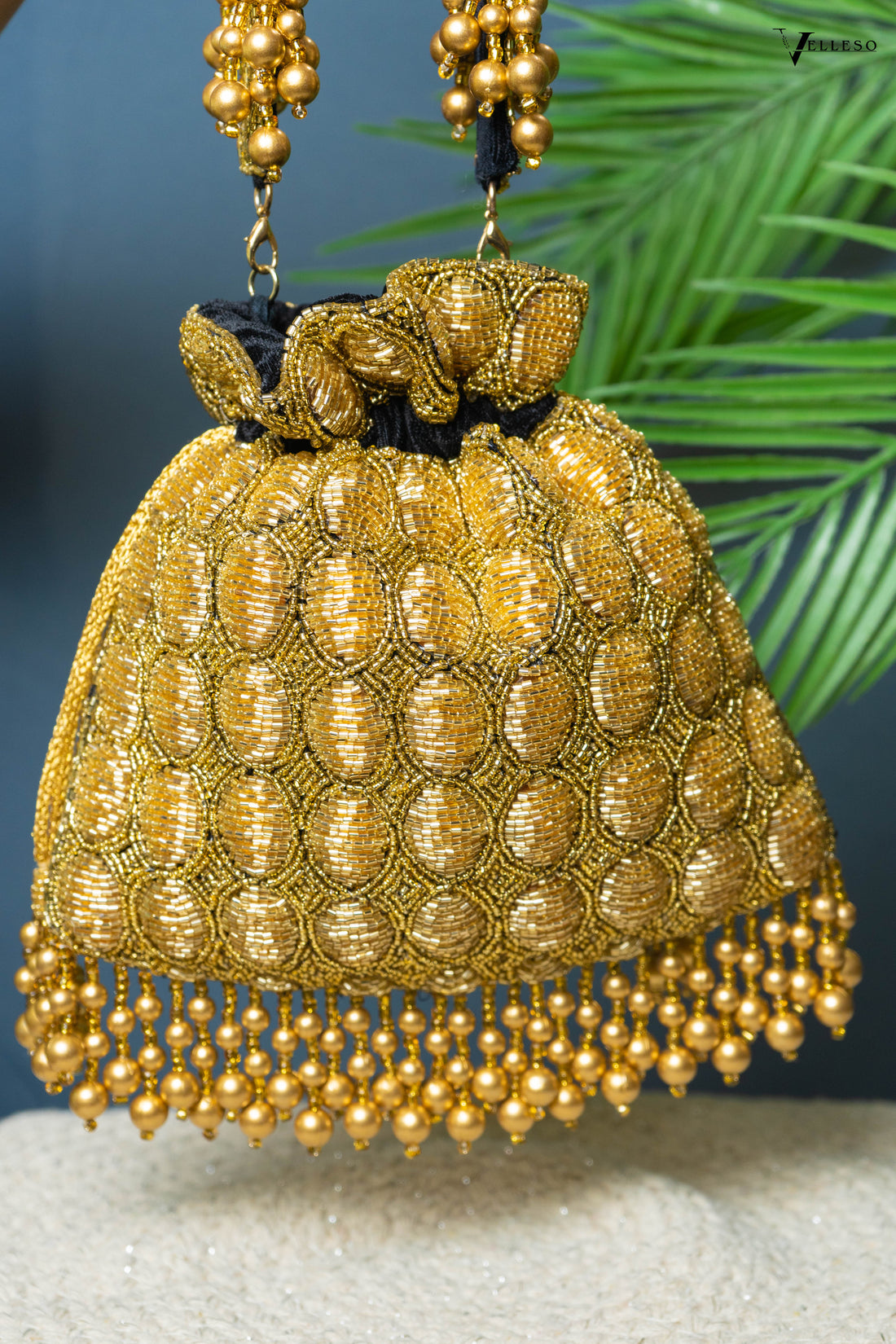 Solana Gold Beaded Potli