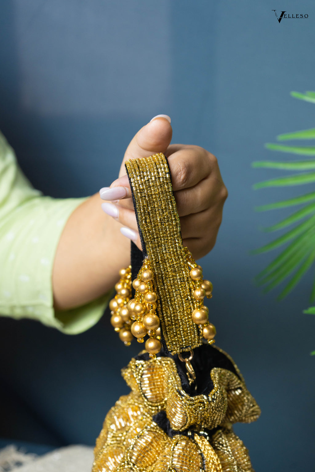 Solana Gold Beaded Potli