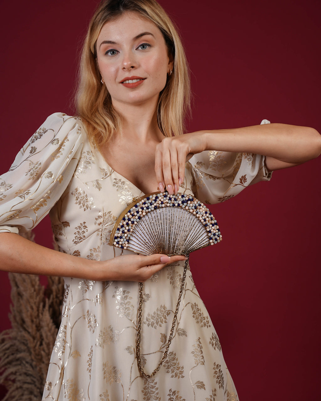 Oceara Fan Beaded Clutch