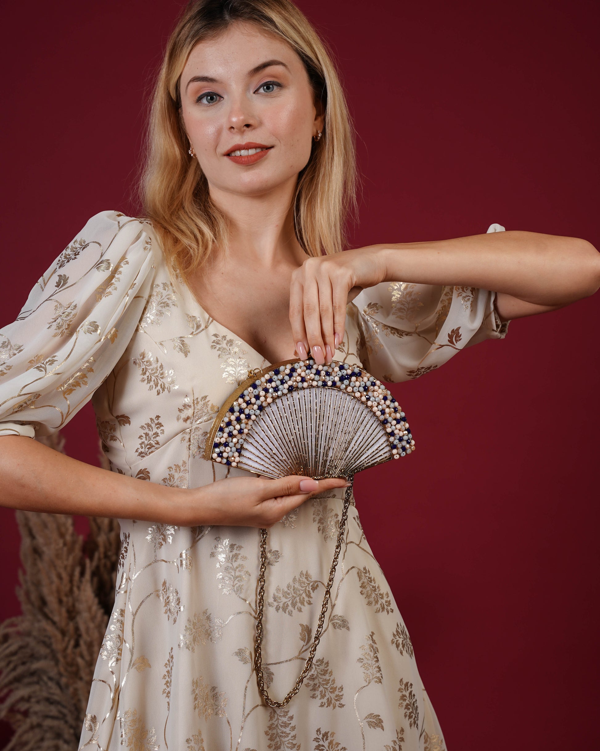 Oceara Fan Beaded Clutch