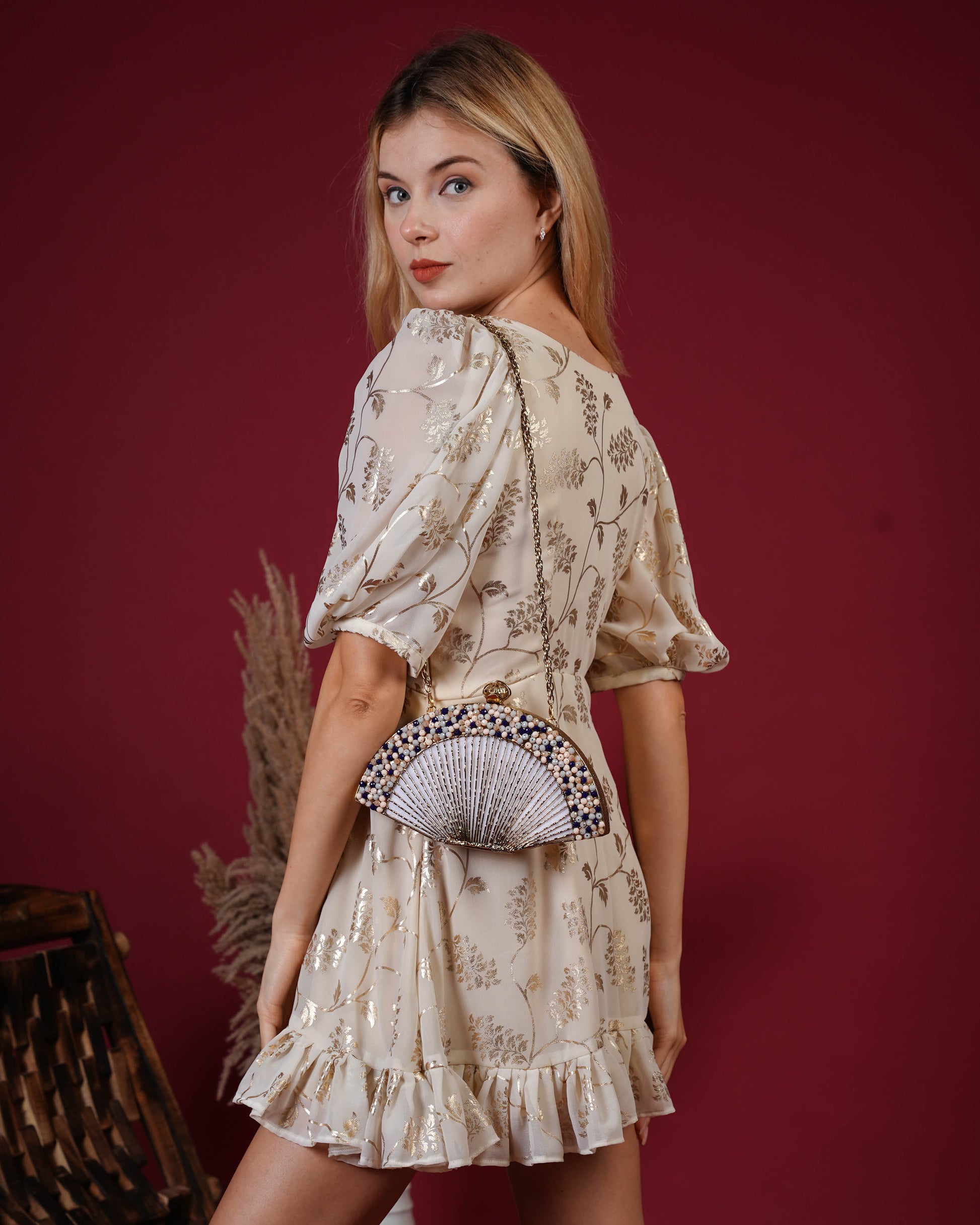 Oceara Fan Beaded Clutch