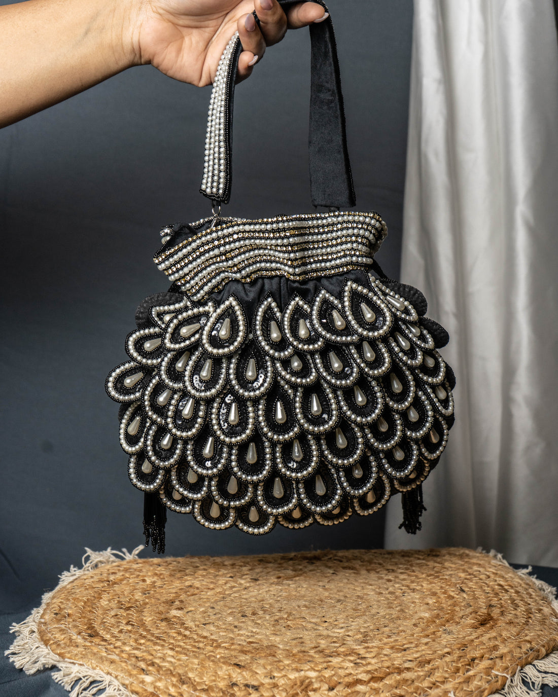 Zafrina Black Royale Potli Bag