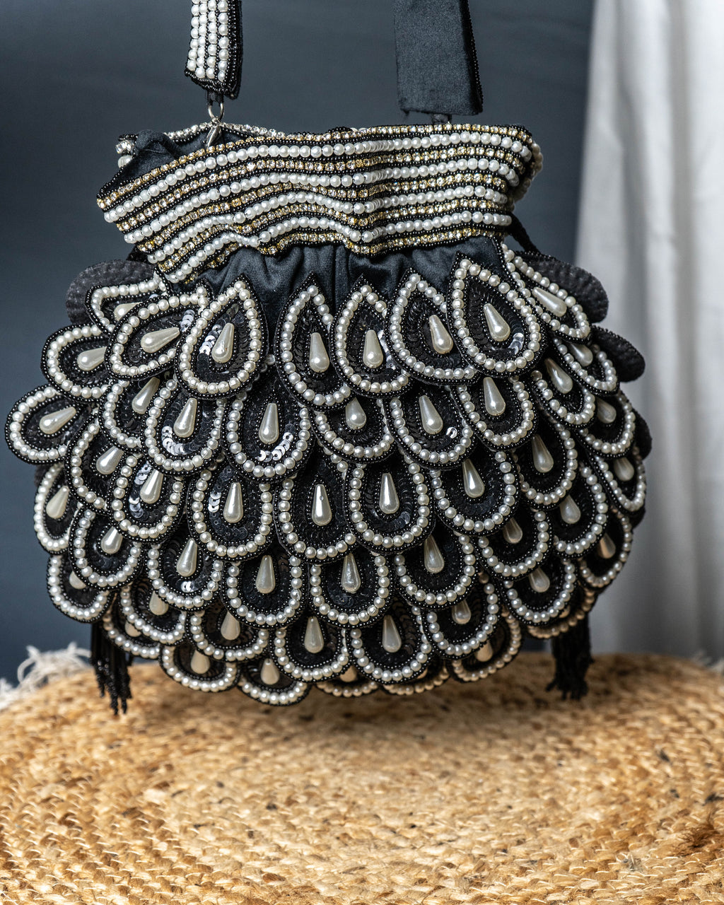 Zafrina Black Royale Potli Bag