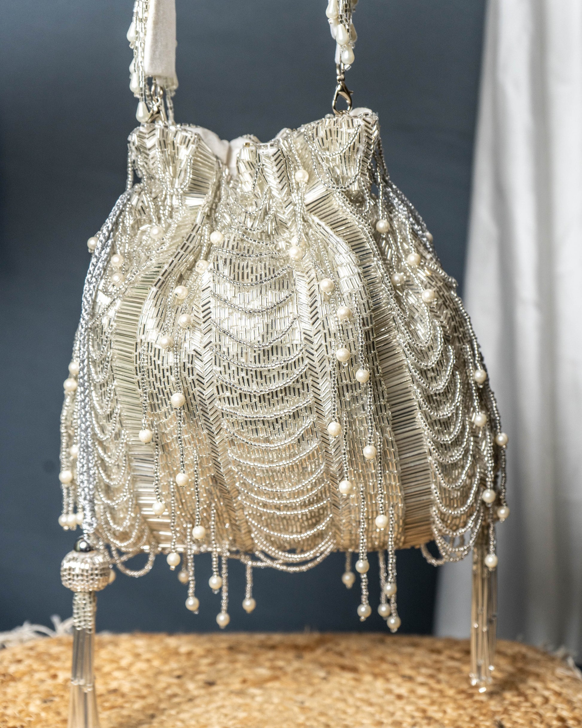 Zarina Silver Cascade Potli
