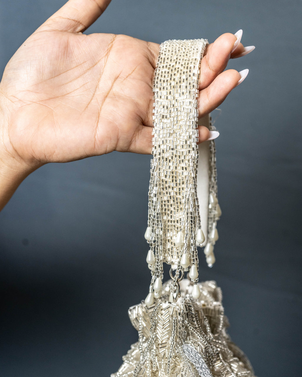 Zarina Silver Cascade Potli