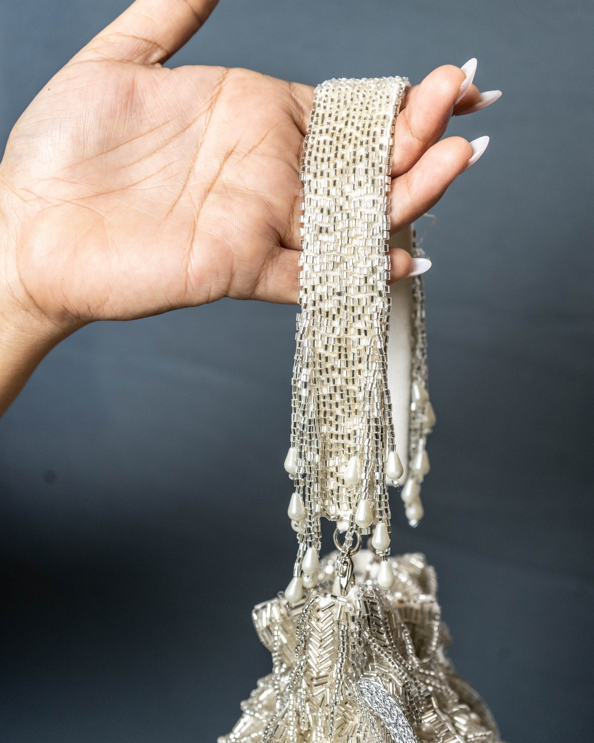 Zarina Silver Cascade Potli