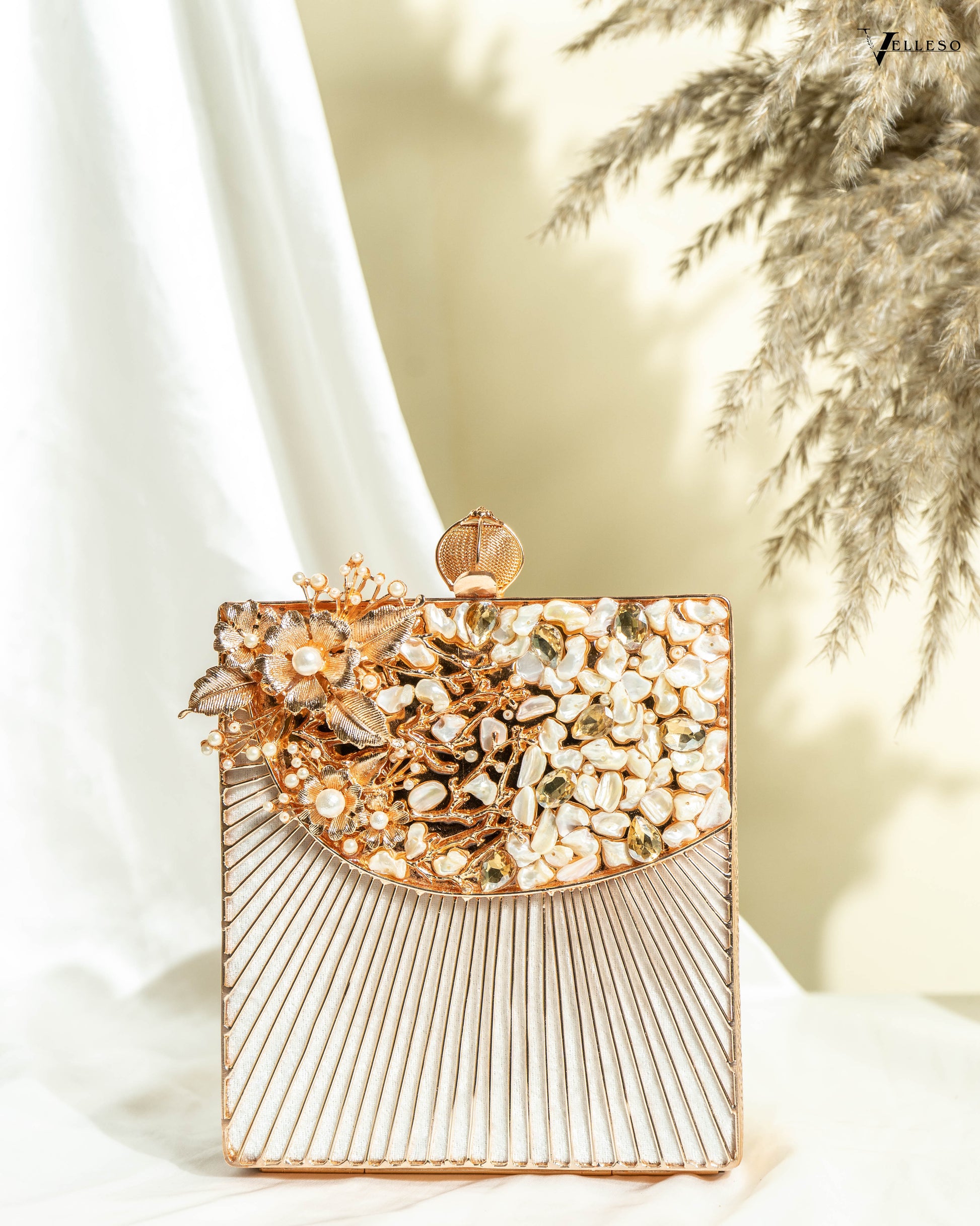 Aurielle Petal Crest Clutch