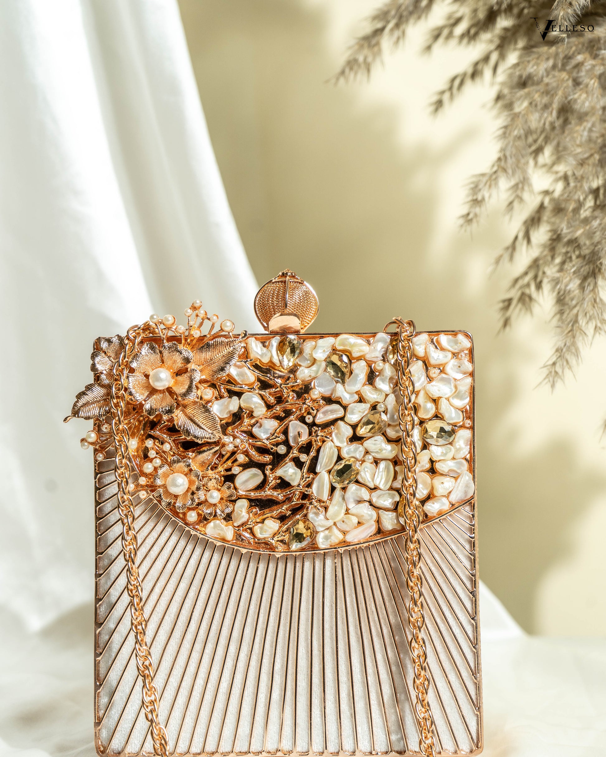 Aurielle Petal Crest Clutch