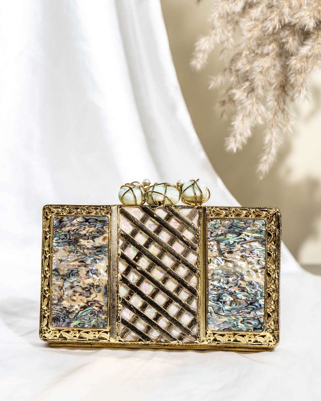 Regal Mosaic Shell Clutch