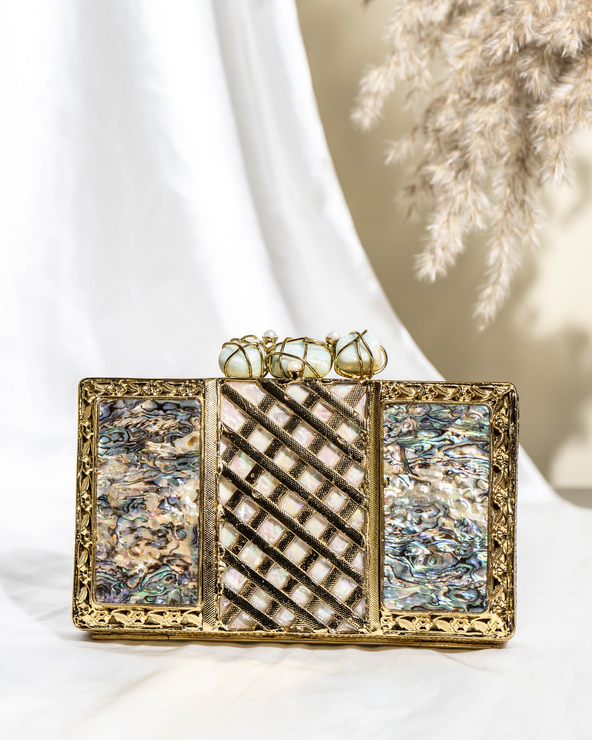 Regal Mosaic Shell Clutch