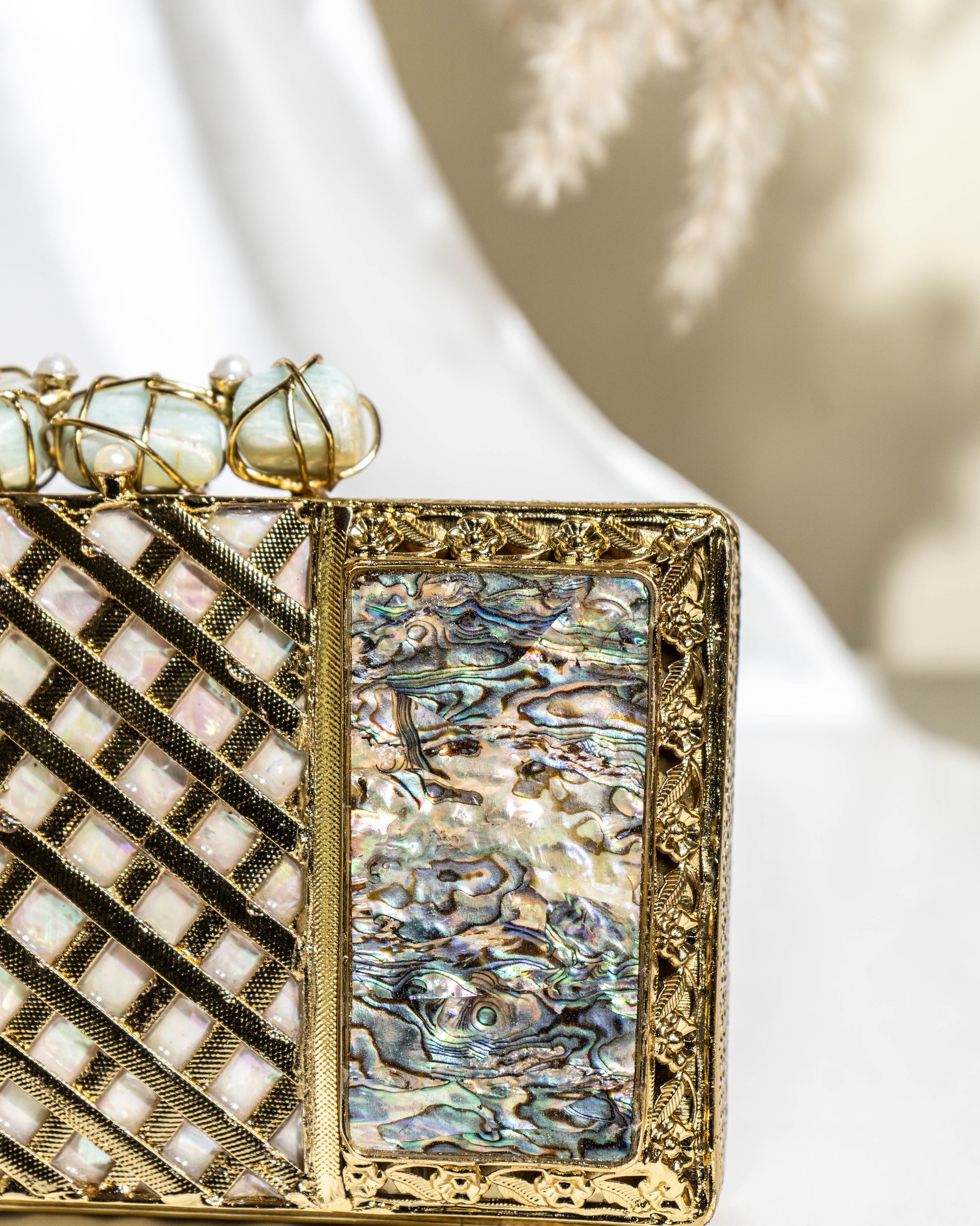 Regal Mosaic Shell Clutch