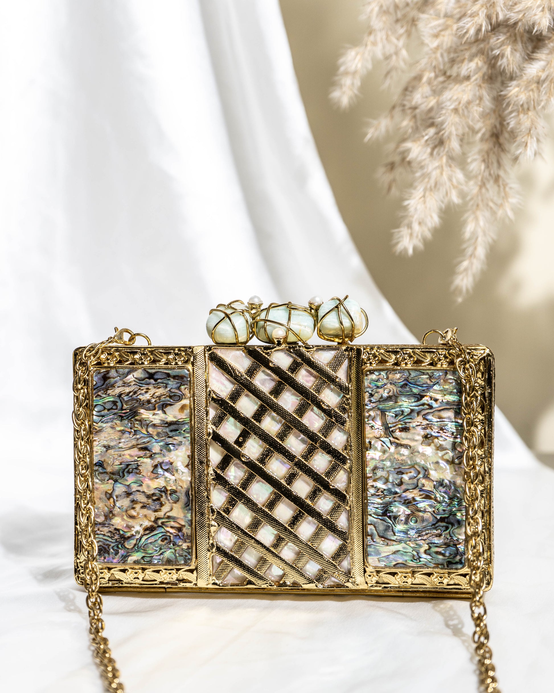 Regal Mosaic Shell Clutch