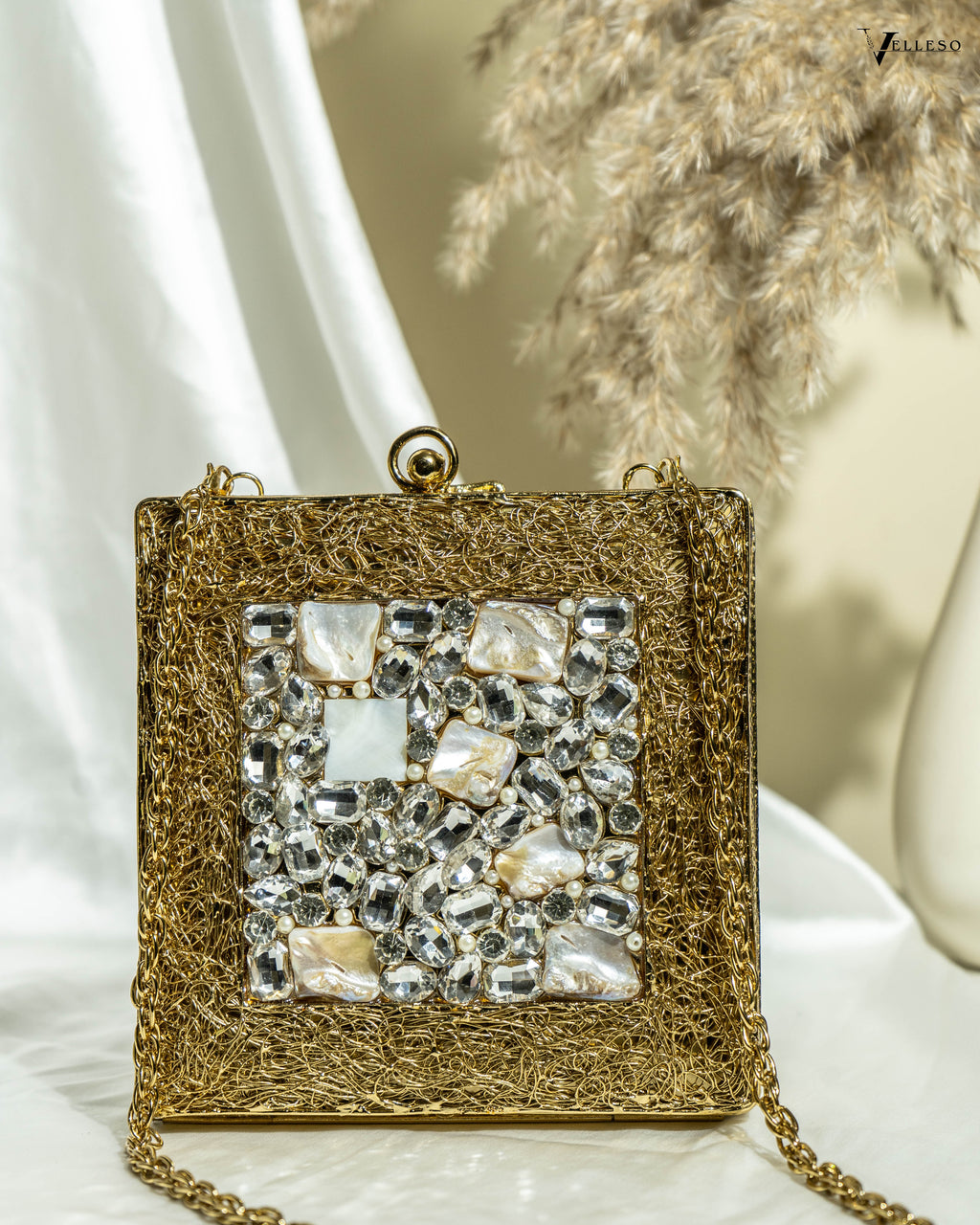 Crystal Weave Luxe Clutch