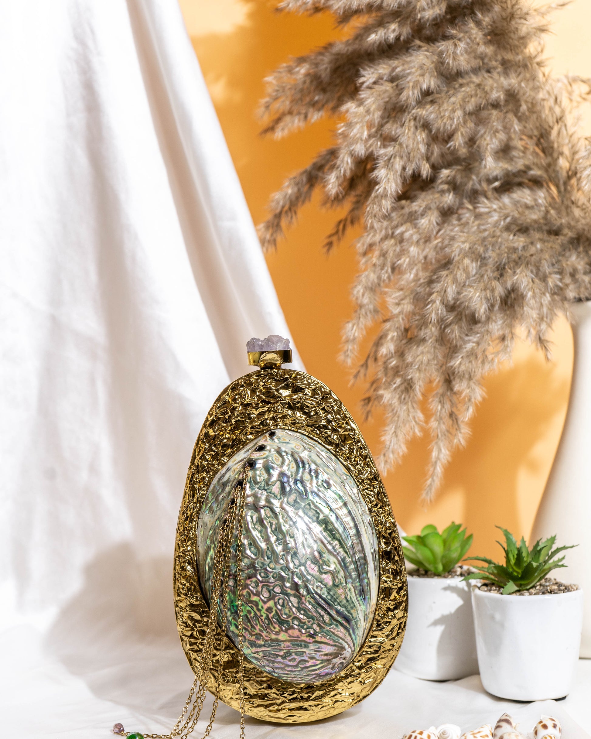 Solene Mirage MOP Clutch – Sculptural Mother of Pearl Purse