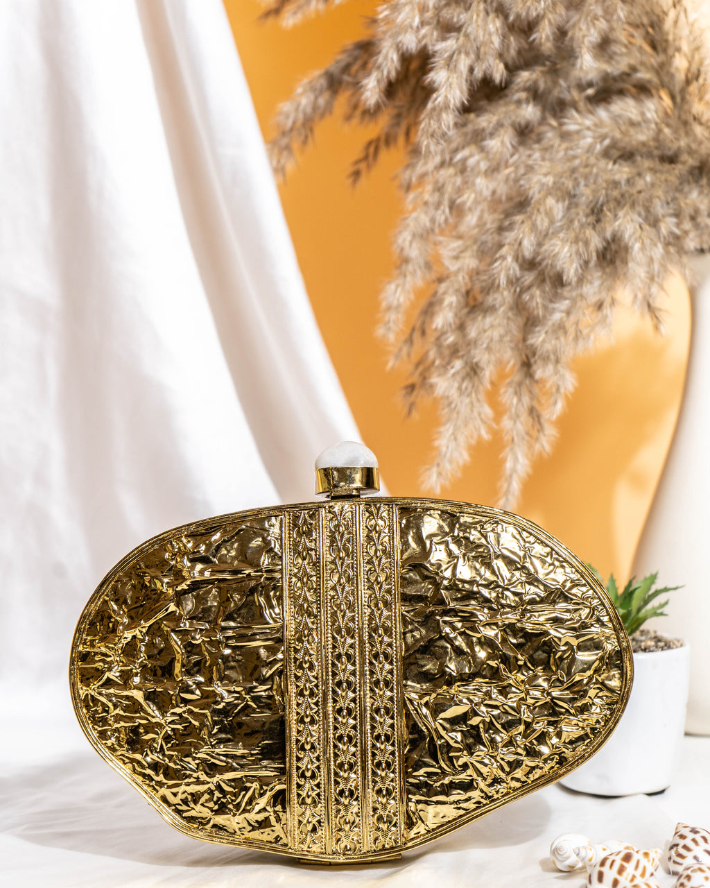 Orlena Bloom MOP Clutch – Mother of Pearl Leaf Embellished Purse