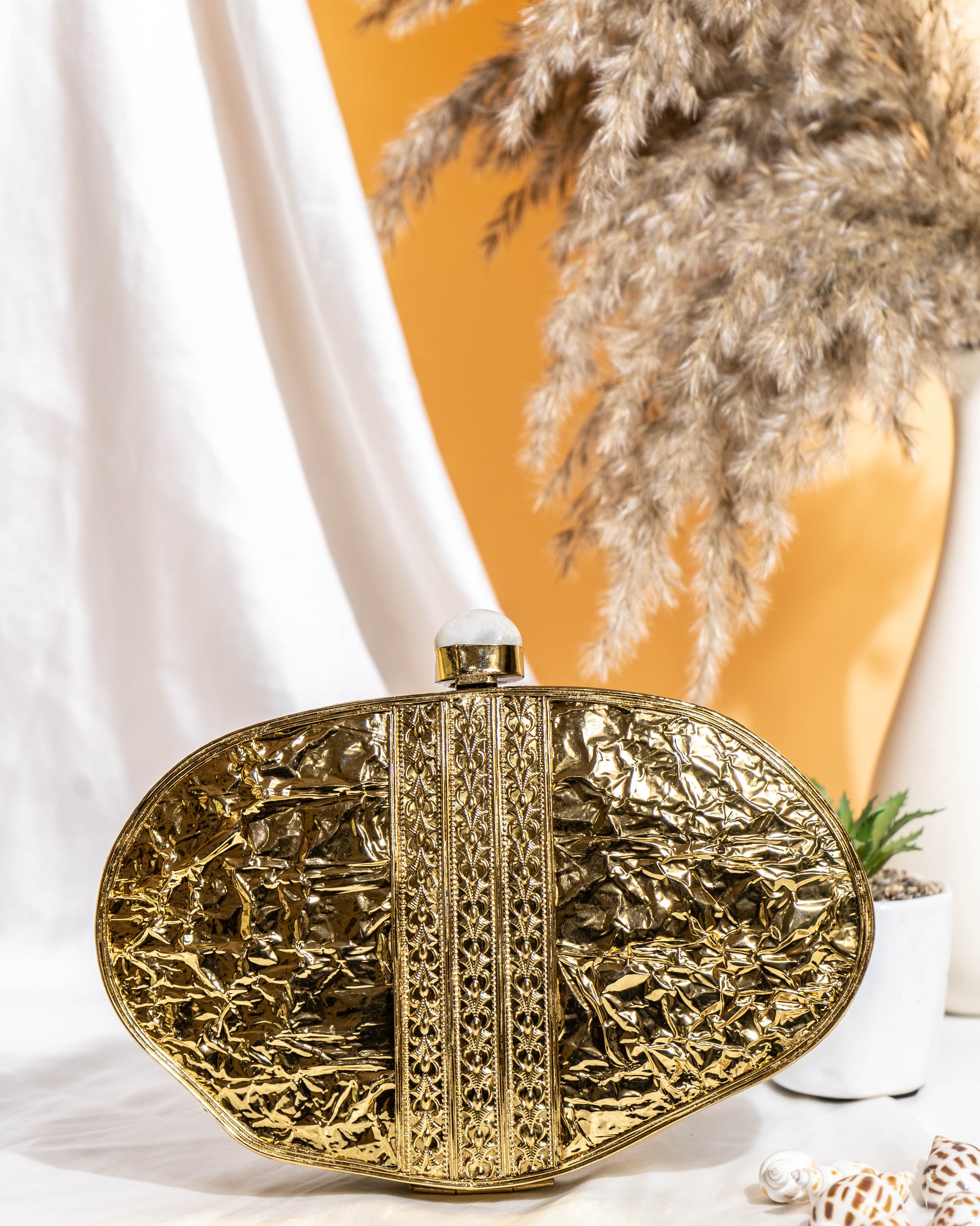 Orlena Bloom MOP Clutch – Mother of Pearl Leaf Embellished Purse