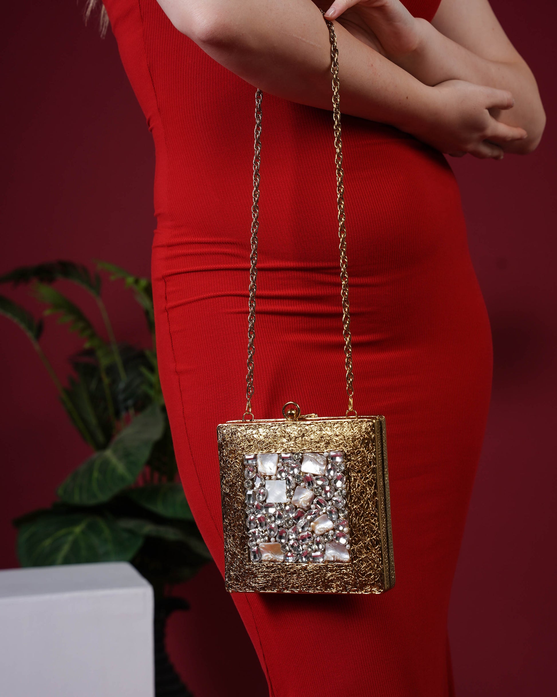 Crystal Weave Luxe Clutch