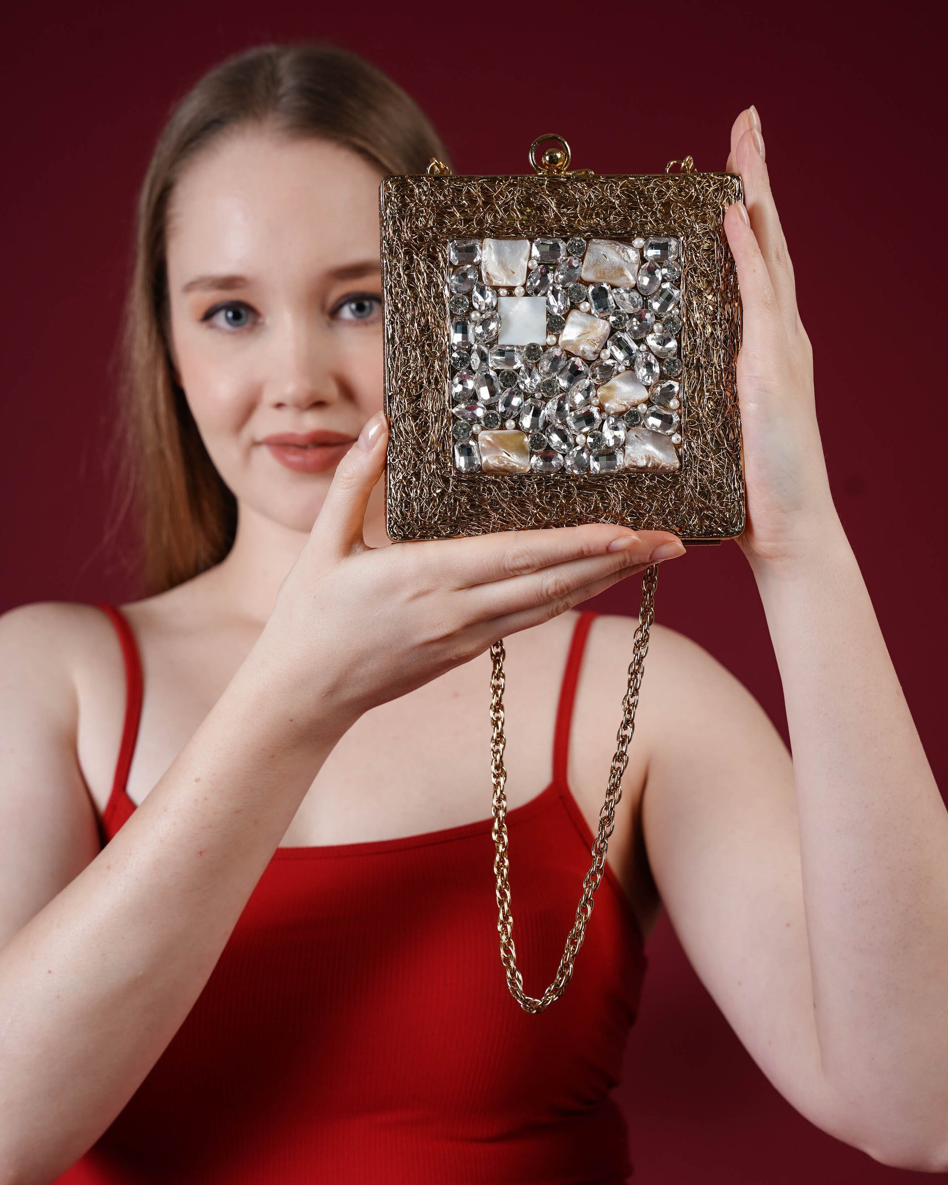 Crystal Weave Luxe Clutch