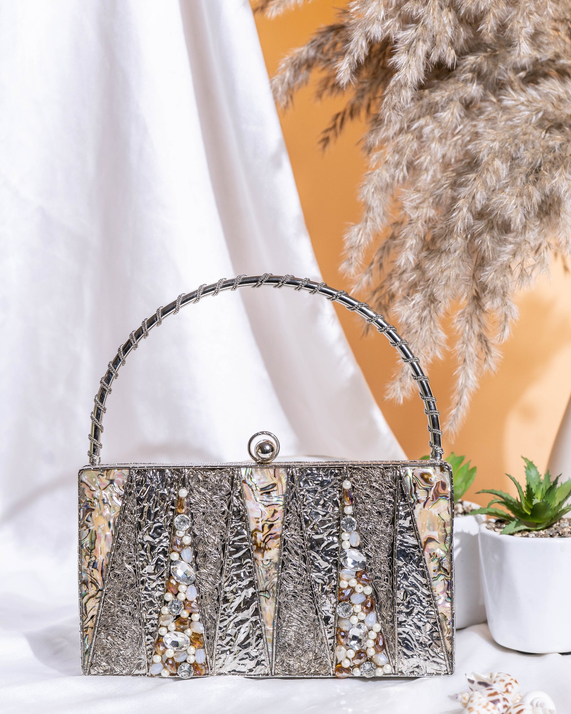 Aurielle Gleam Metal Clutch