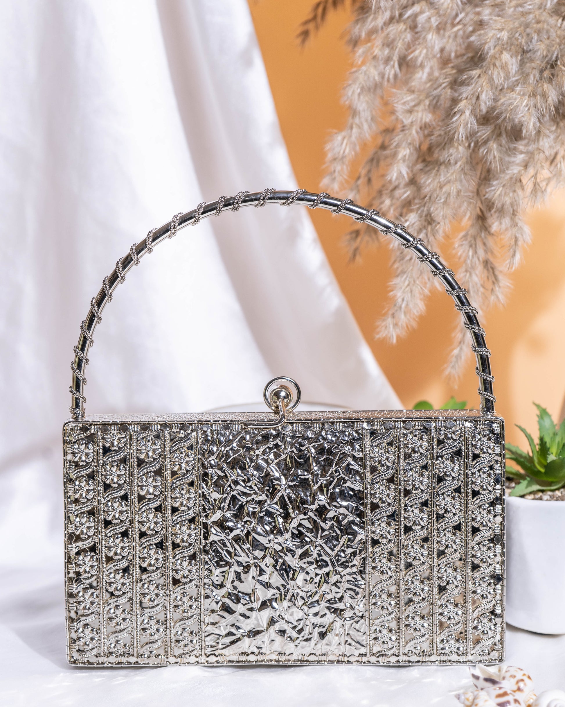 Aurielle Gleam Metal Clutch