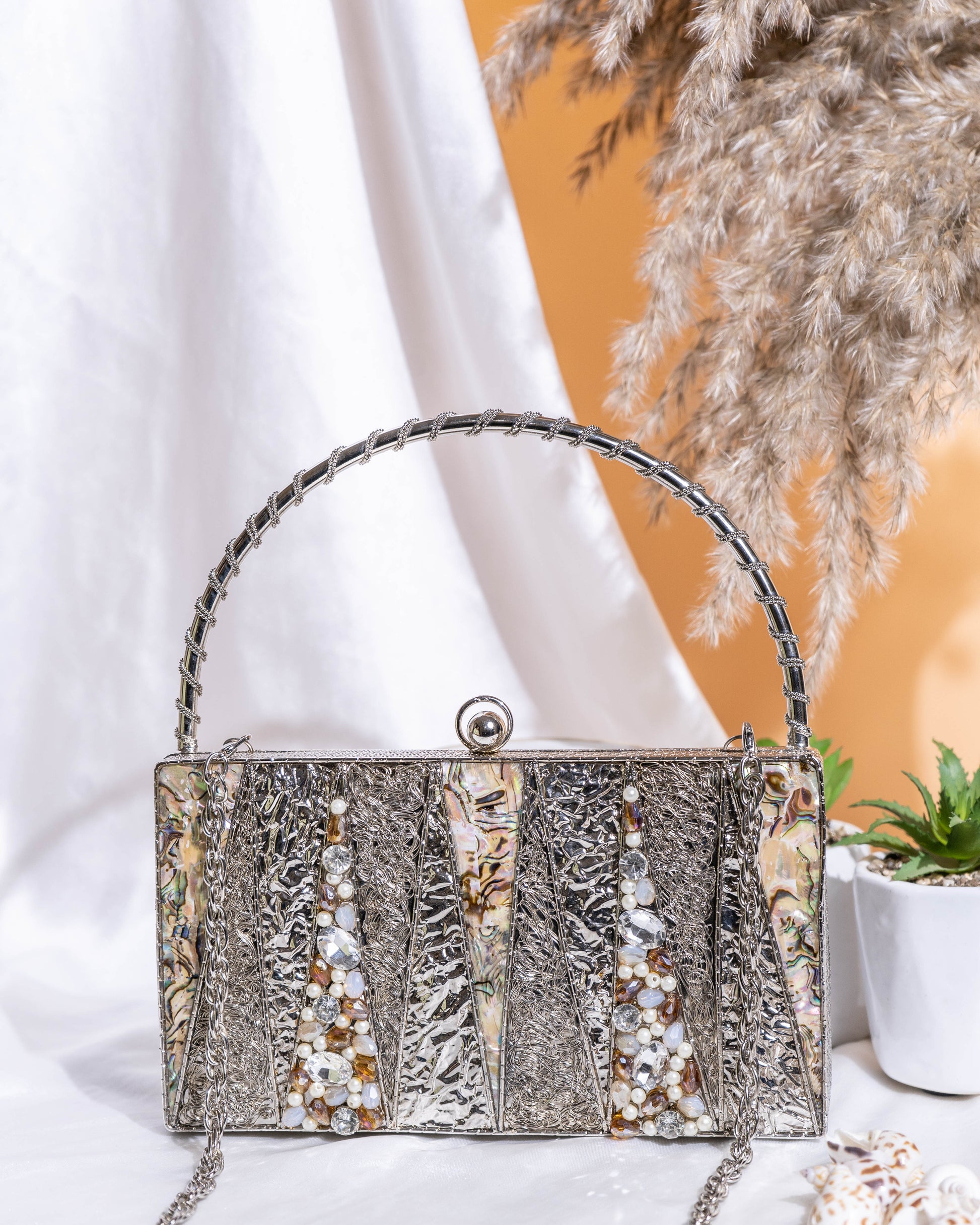 Aurielle Gleam Metal Clutch