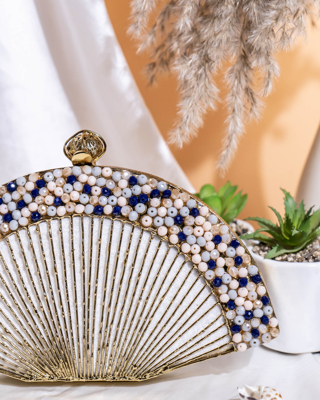 Oceara Fan Beaded Clutch