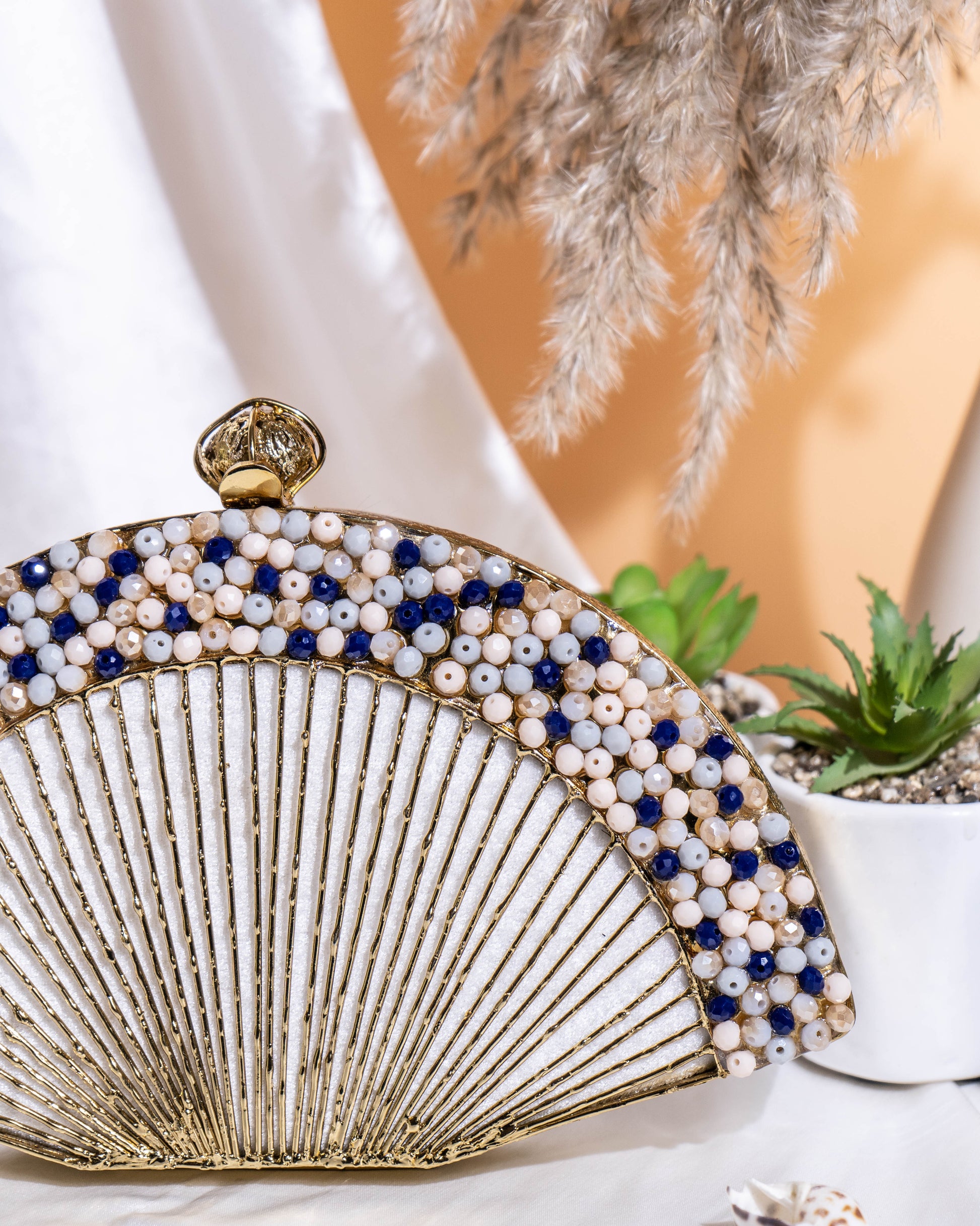 Oceara Fan Beaded Clutch