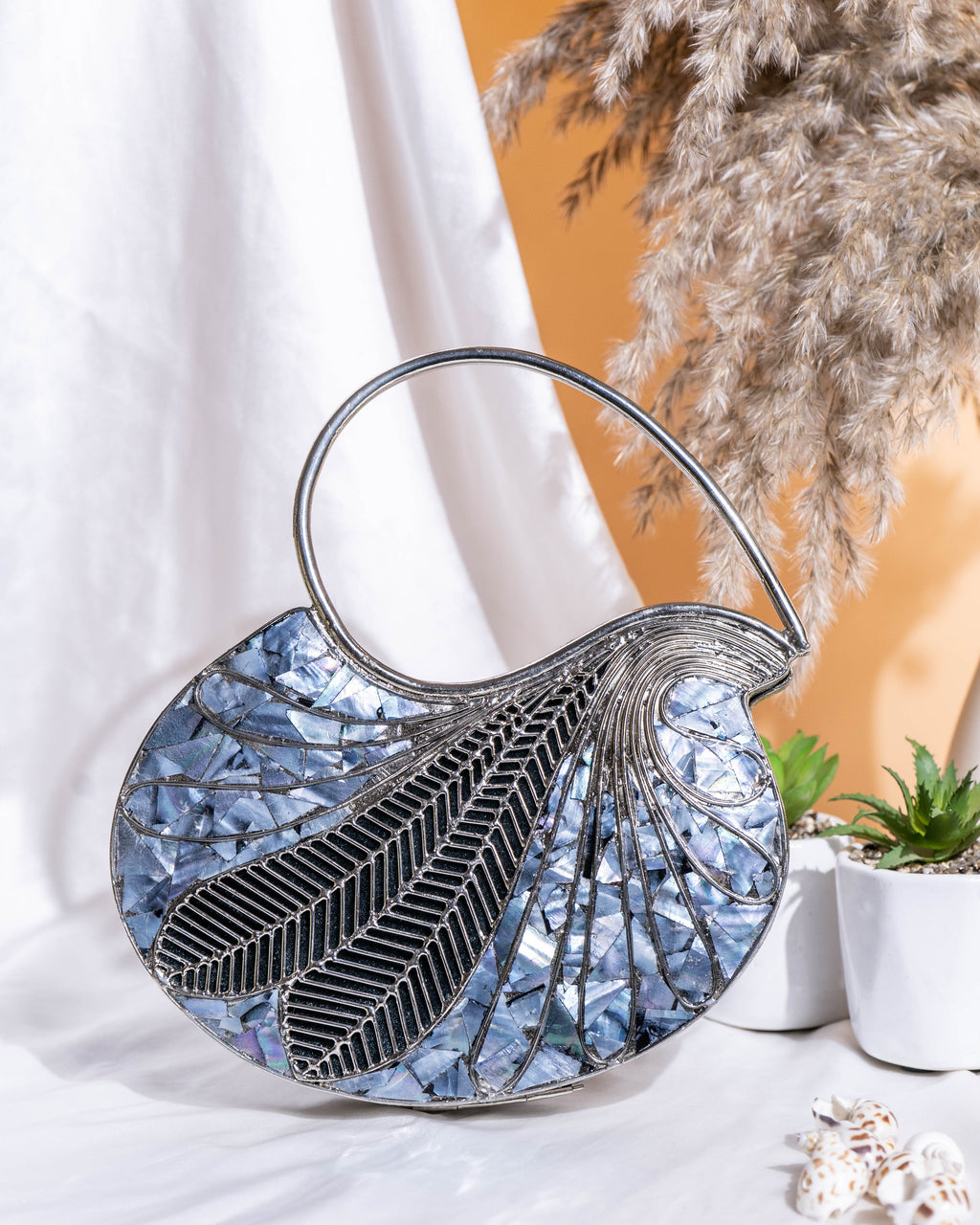 Ivory Glint MOP Clutch
