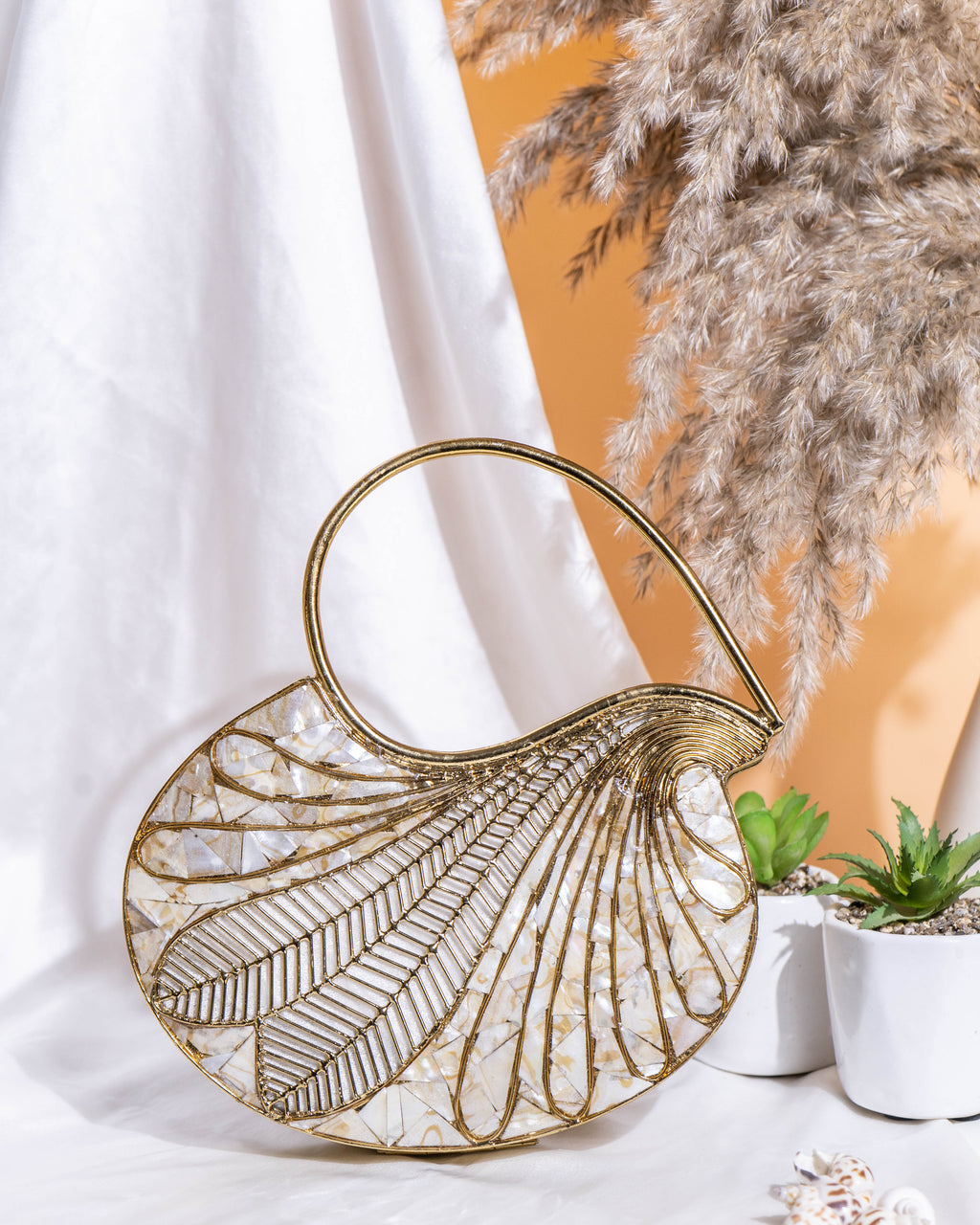 Ivory Glint MOP Clutch
