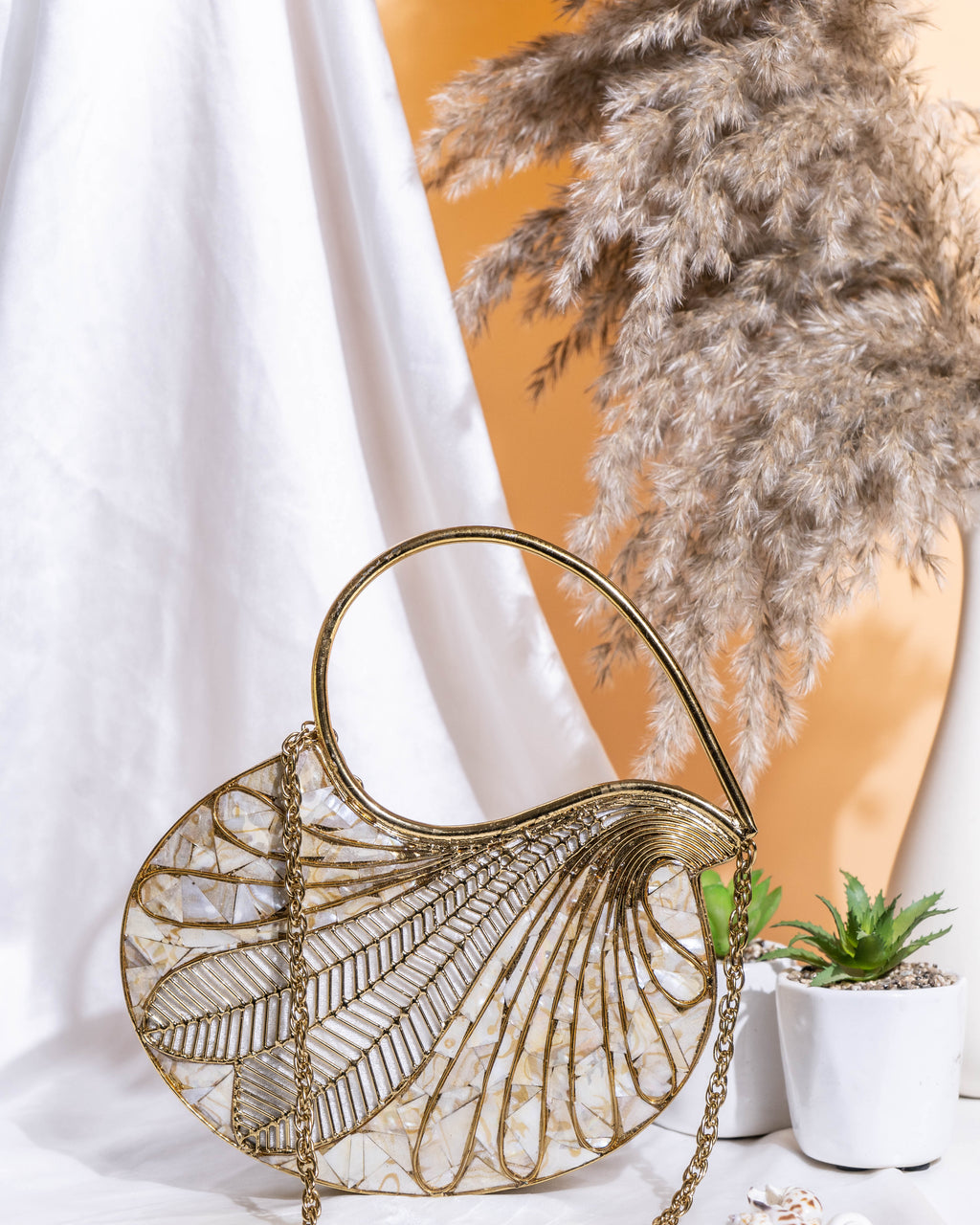 Ivory Glint MOP Clutch
