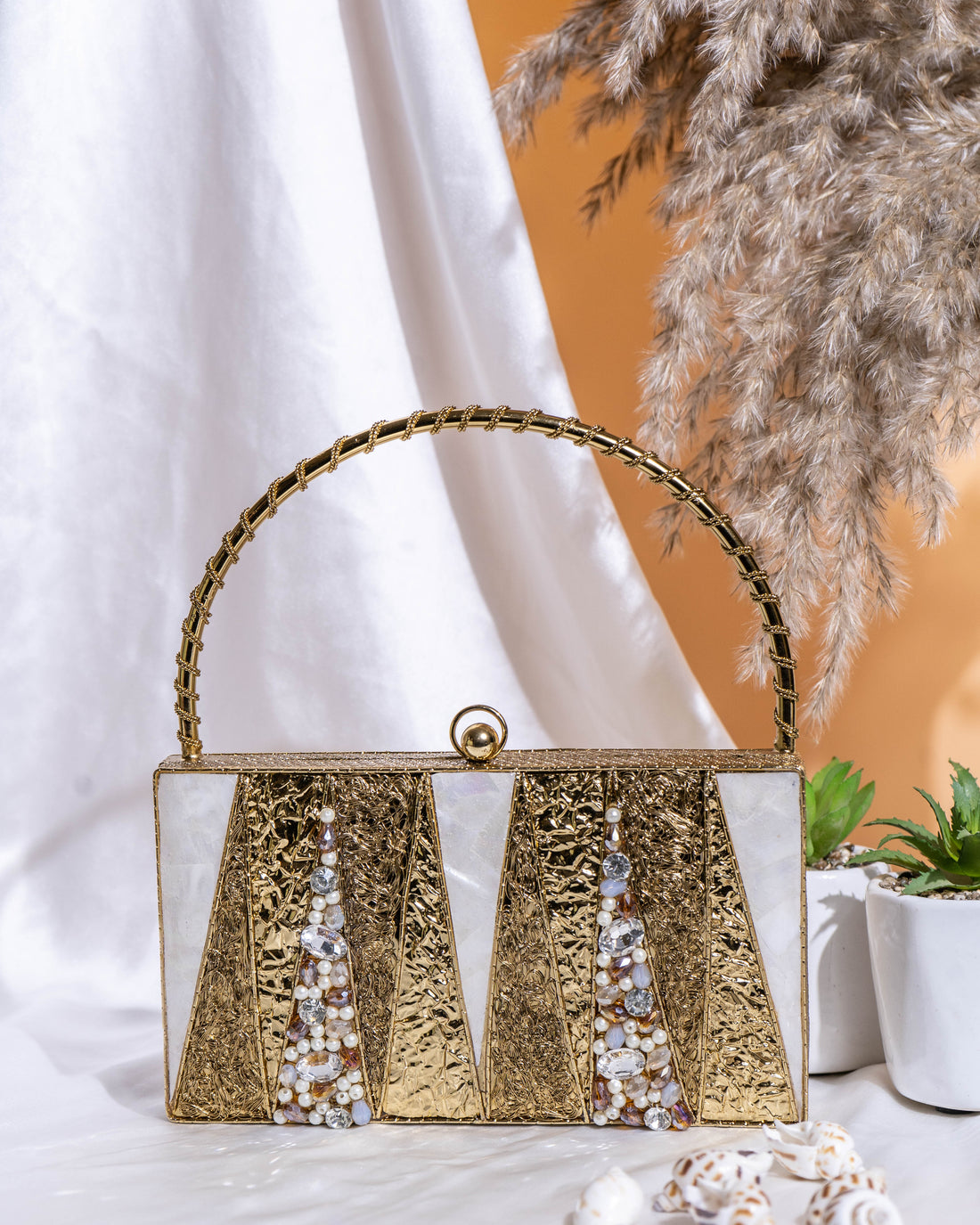 Aurielle Gleam Metal Clutch