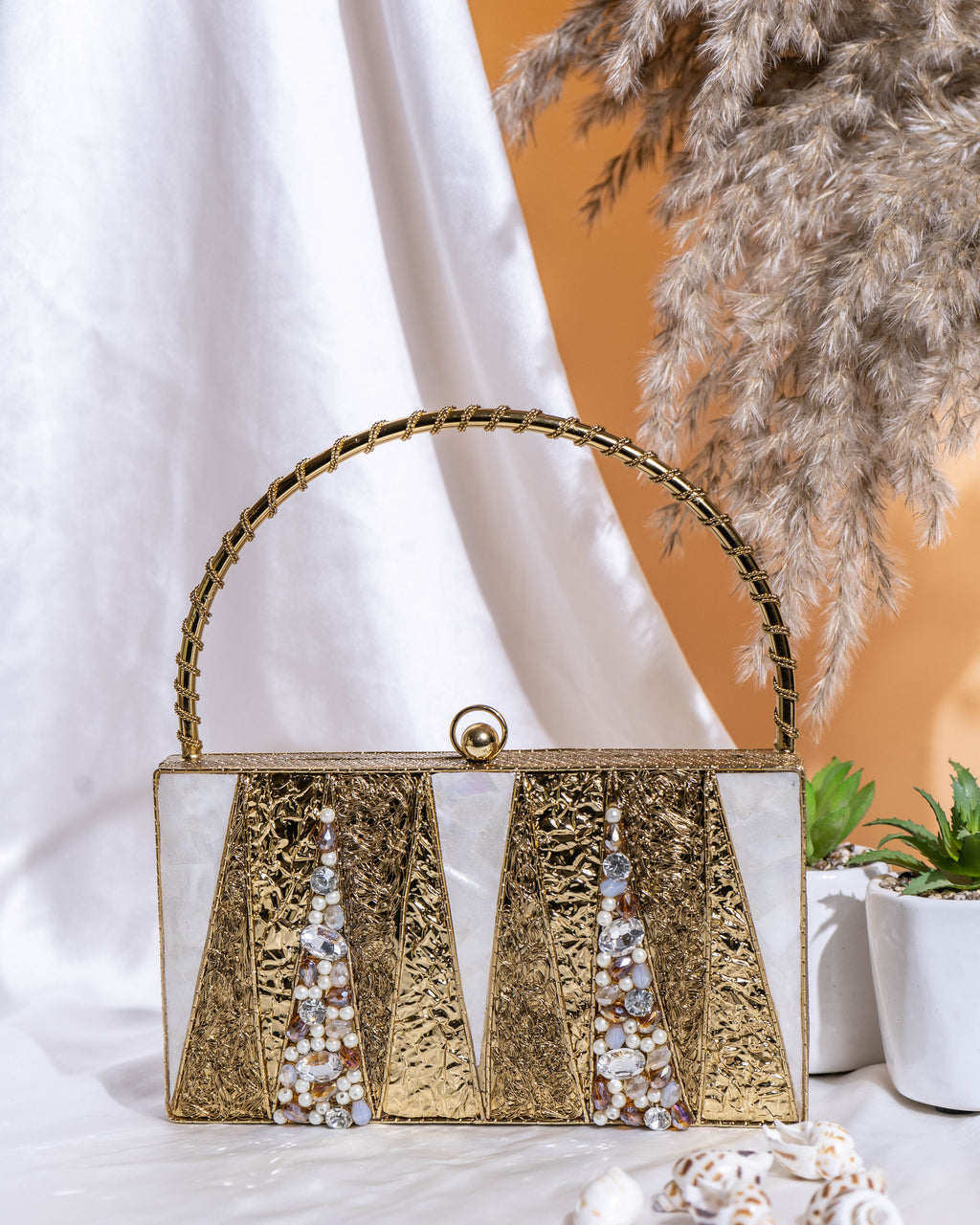 Aurielle Gleam Metal Clutch