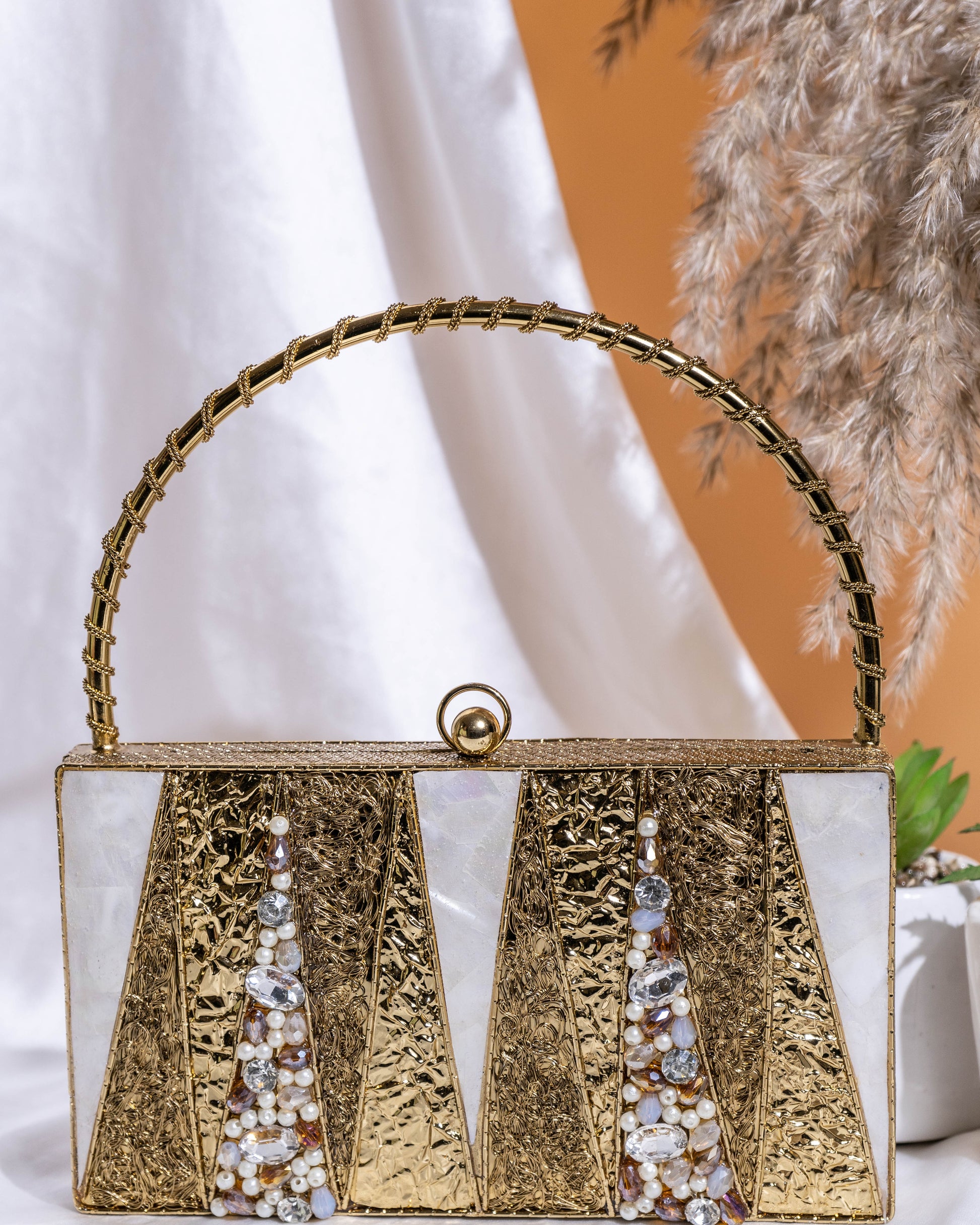 Aurielle Gleam Metal Clutch
