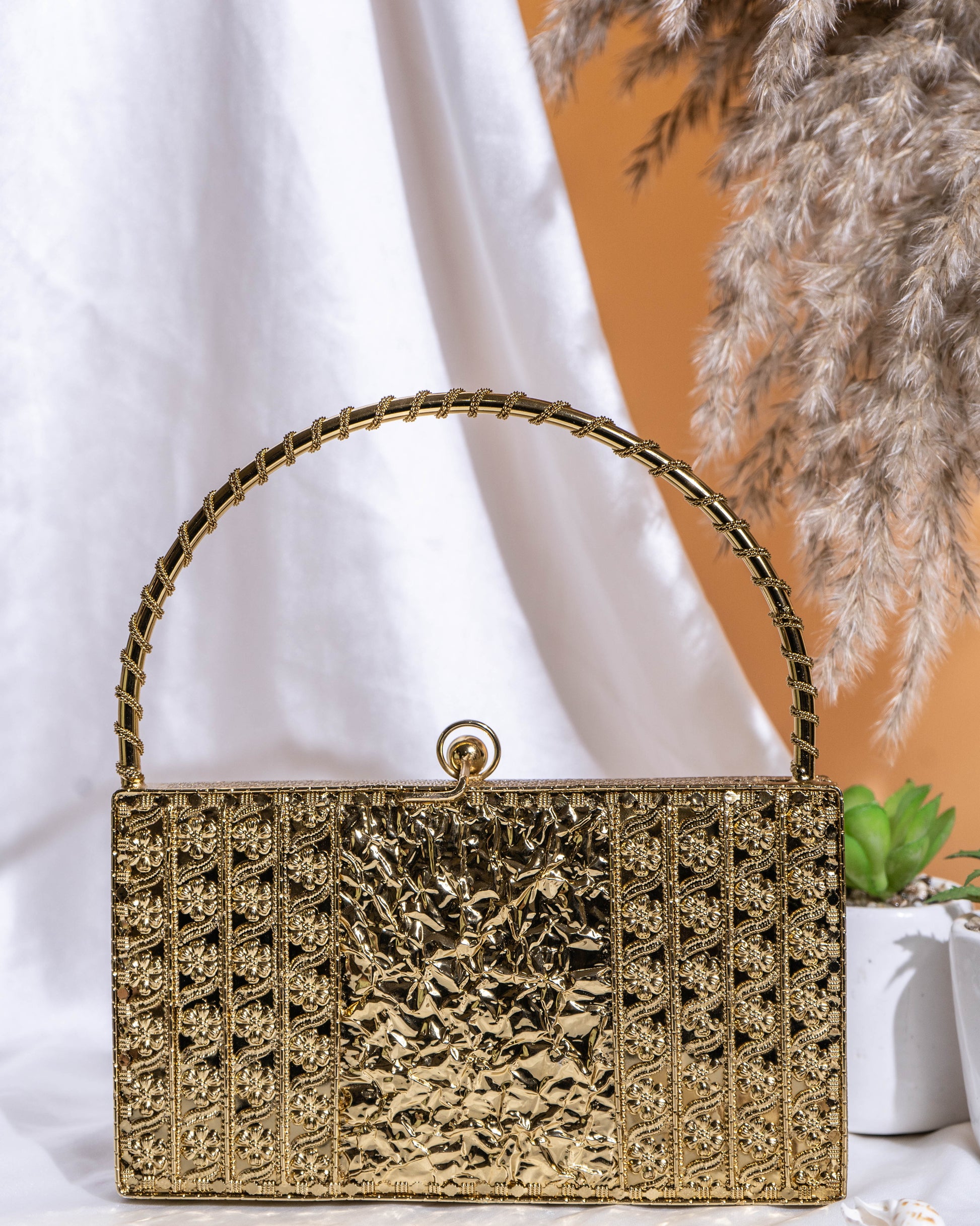 Aurielle Gleam Metal Clutch