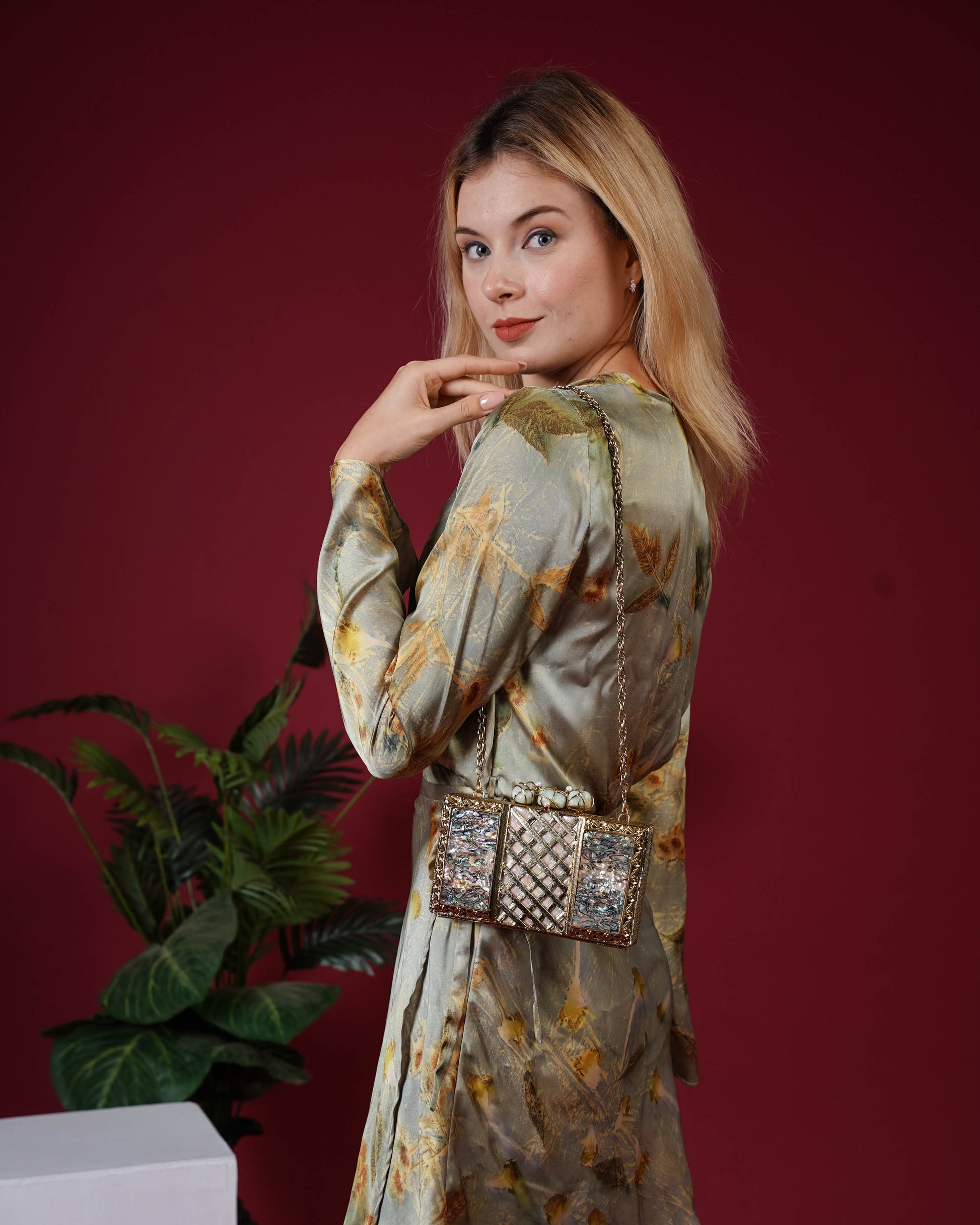 Regal Mosaic Shell Clutch