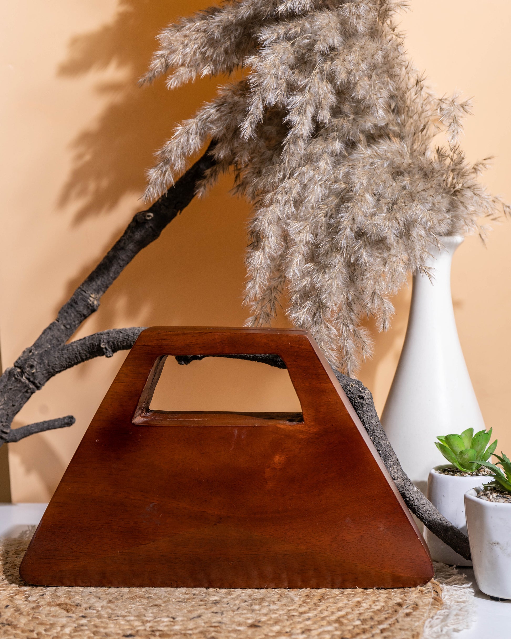 Aranya Trapeze Wooden Clutch