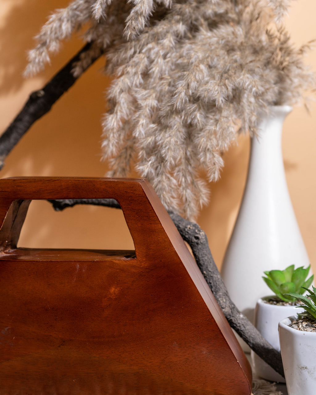 Aranya Trapeze Wooden Clutch