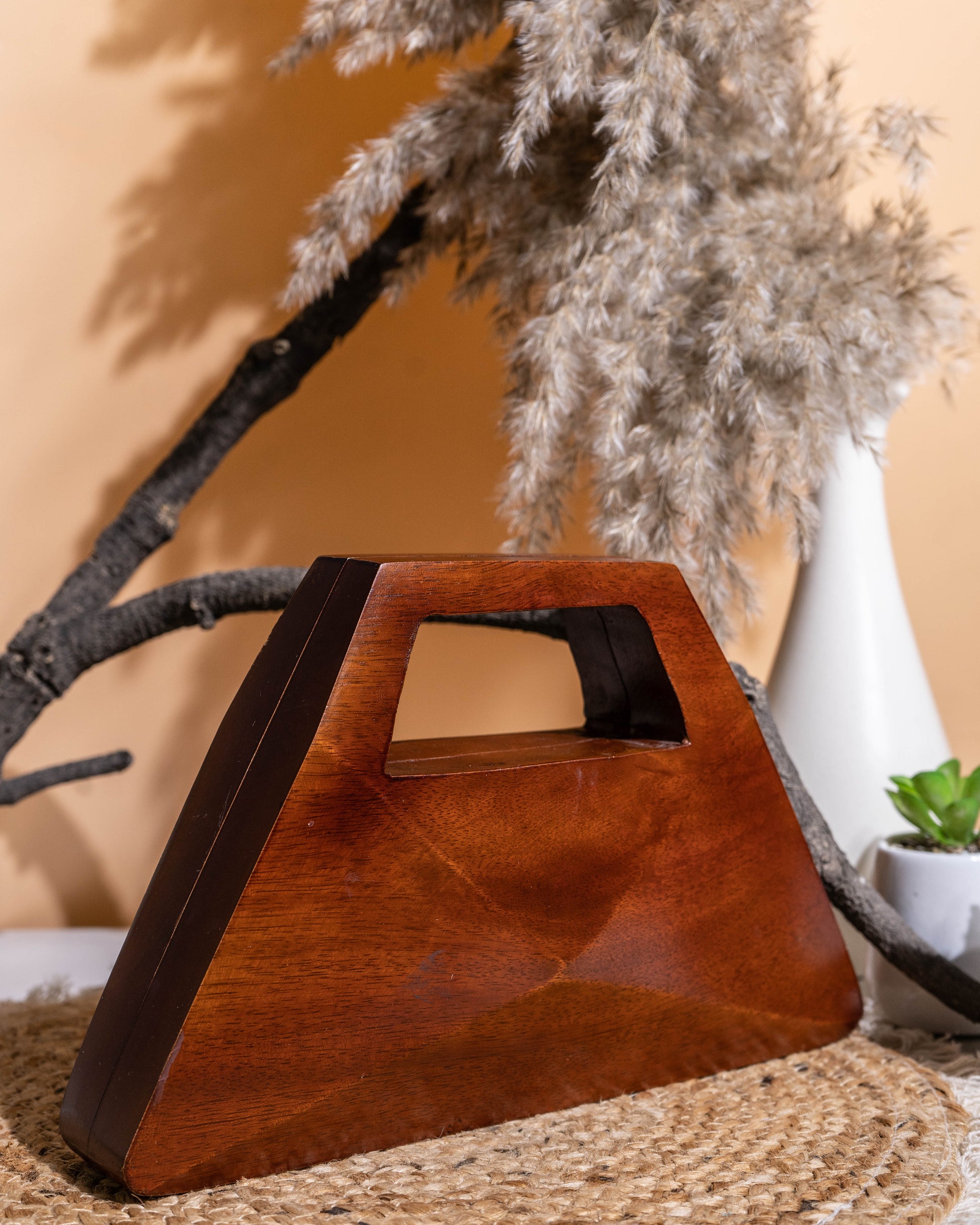 Aranya Trapeze Wooden Clutch