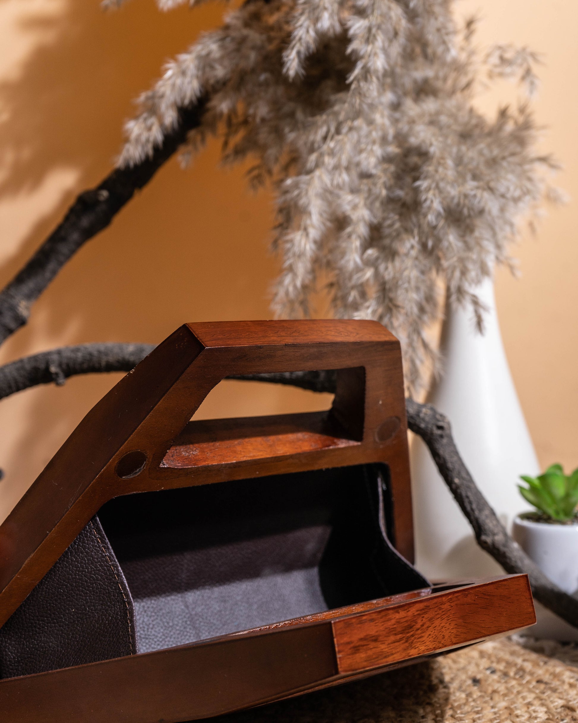 Aranya Trapeze Wooden Clutch