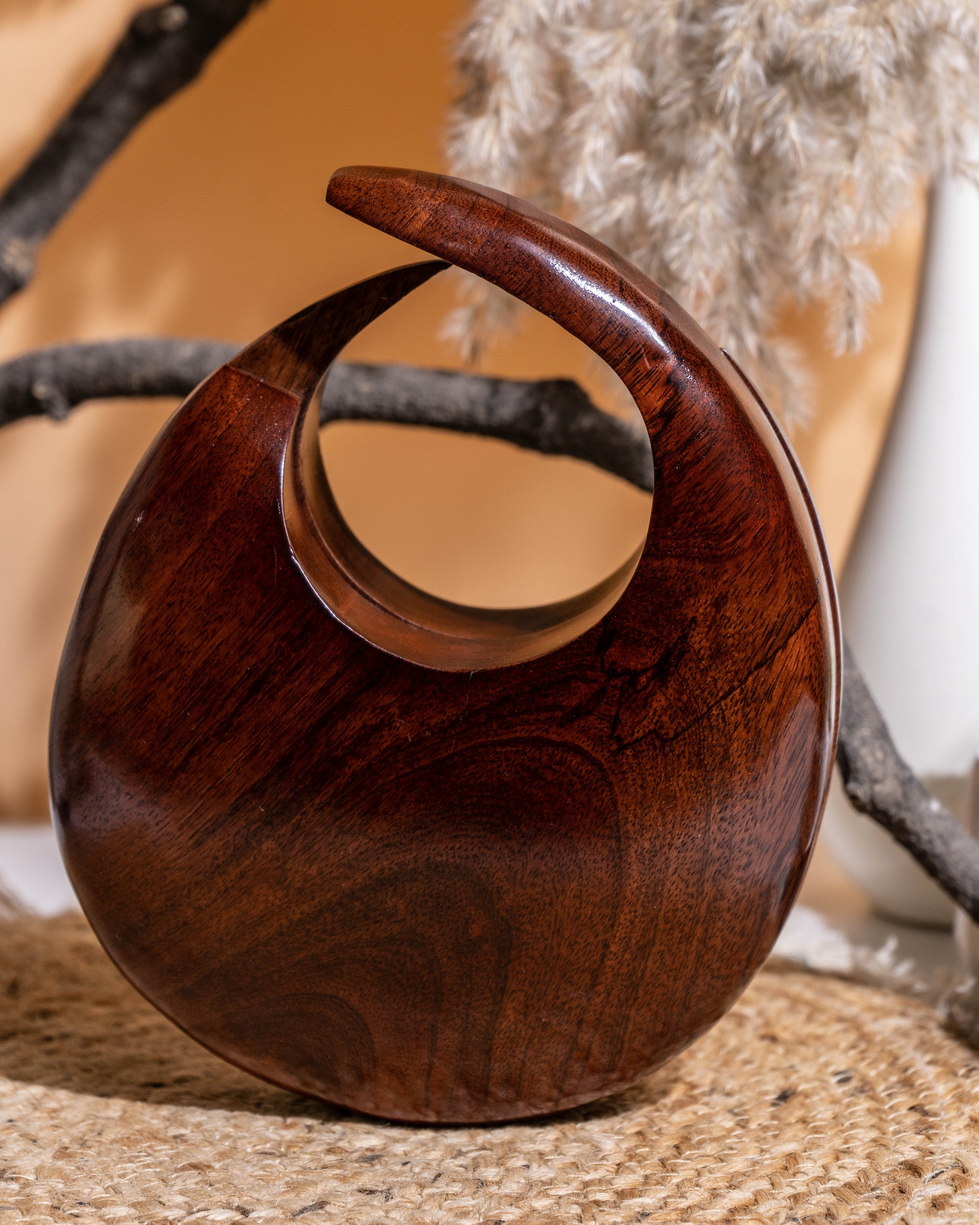 Gaia Crescent Wooden Clutch