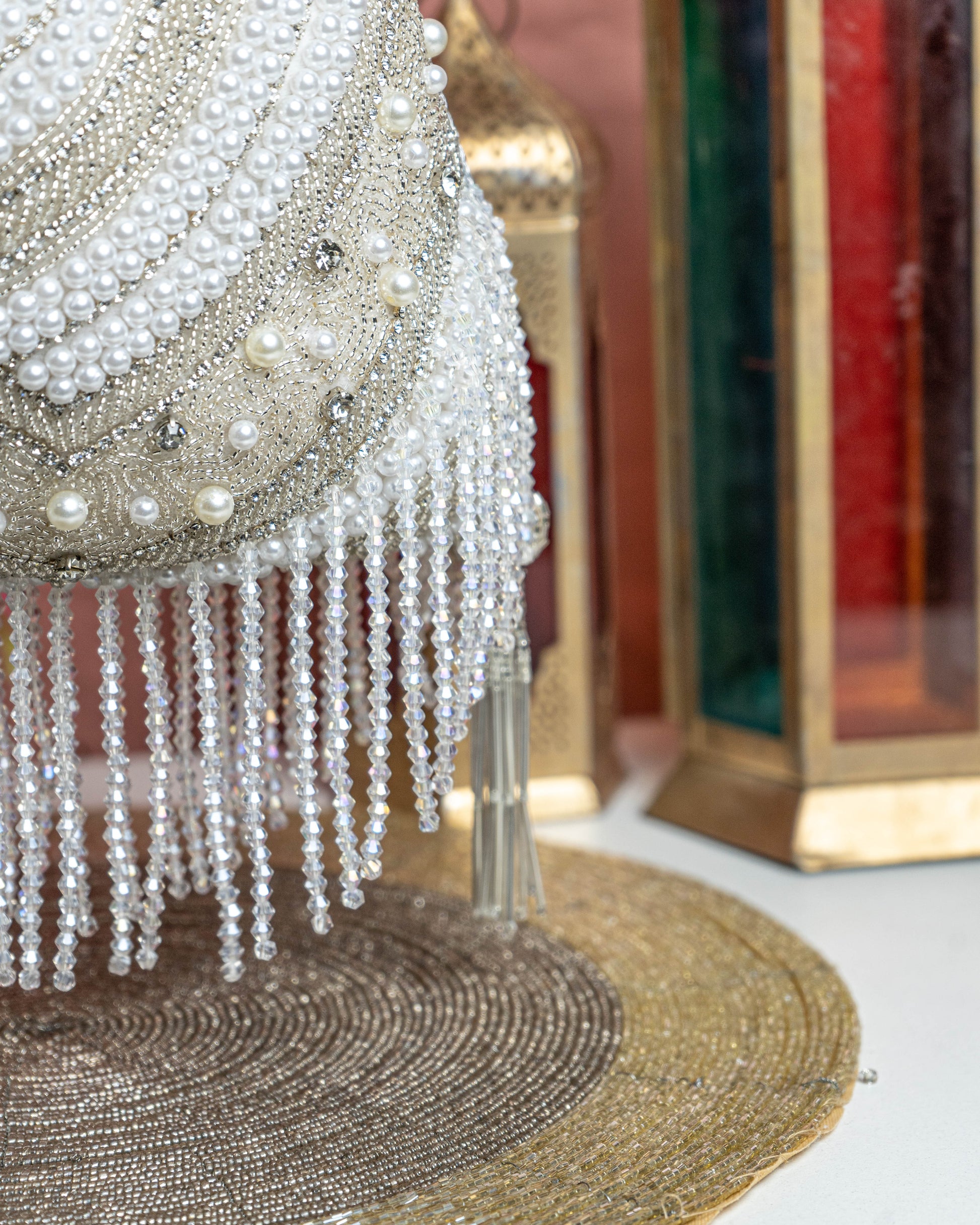 Aurelia Fringe Potli – Handcrafted Pearl Swirl Purse