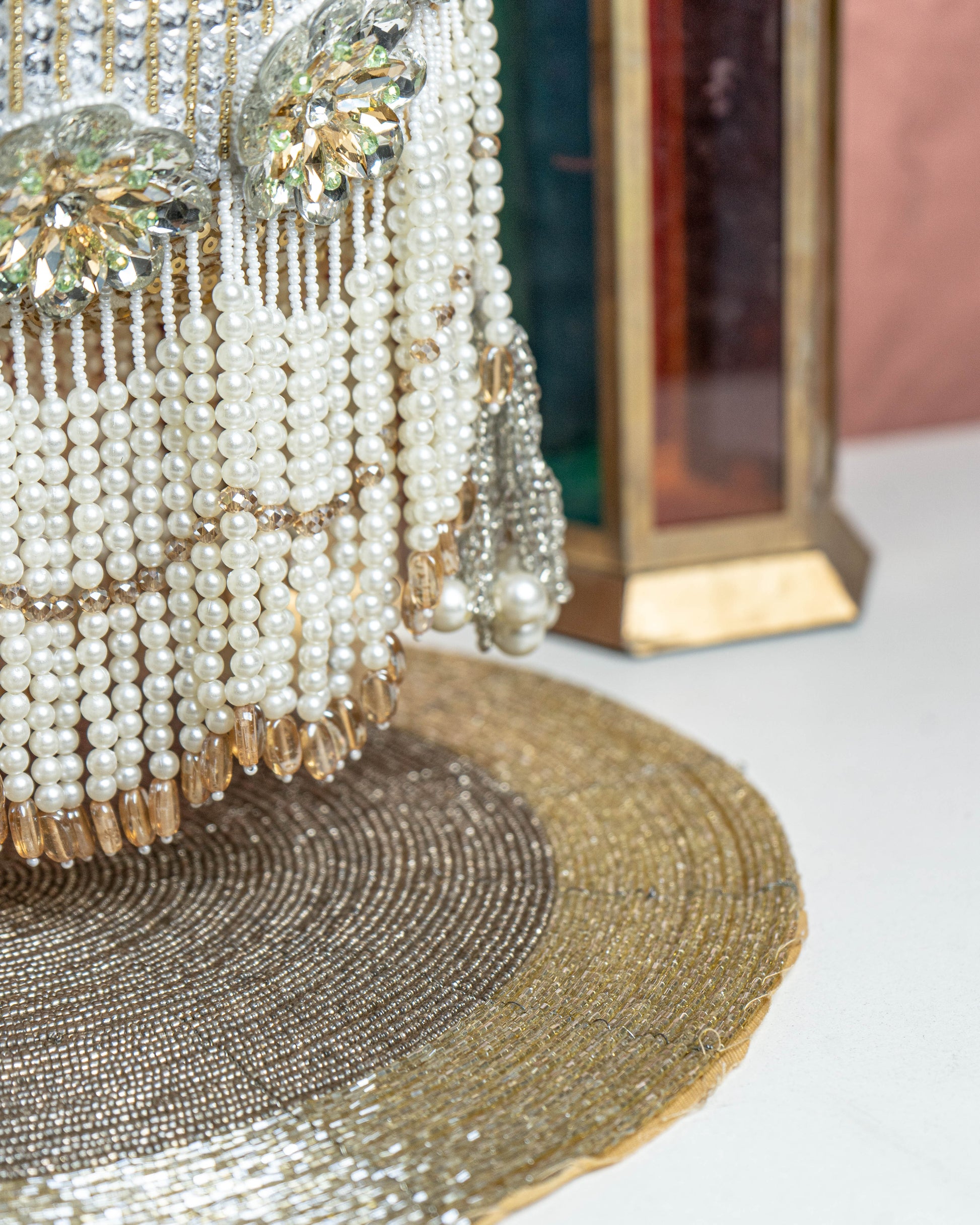 Zariah Radiance Potli Bag – Pearl Cascade Embellished Purse