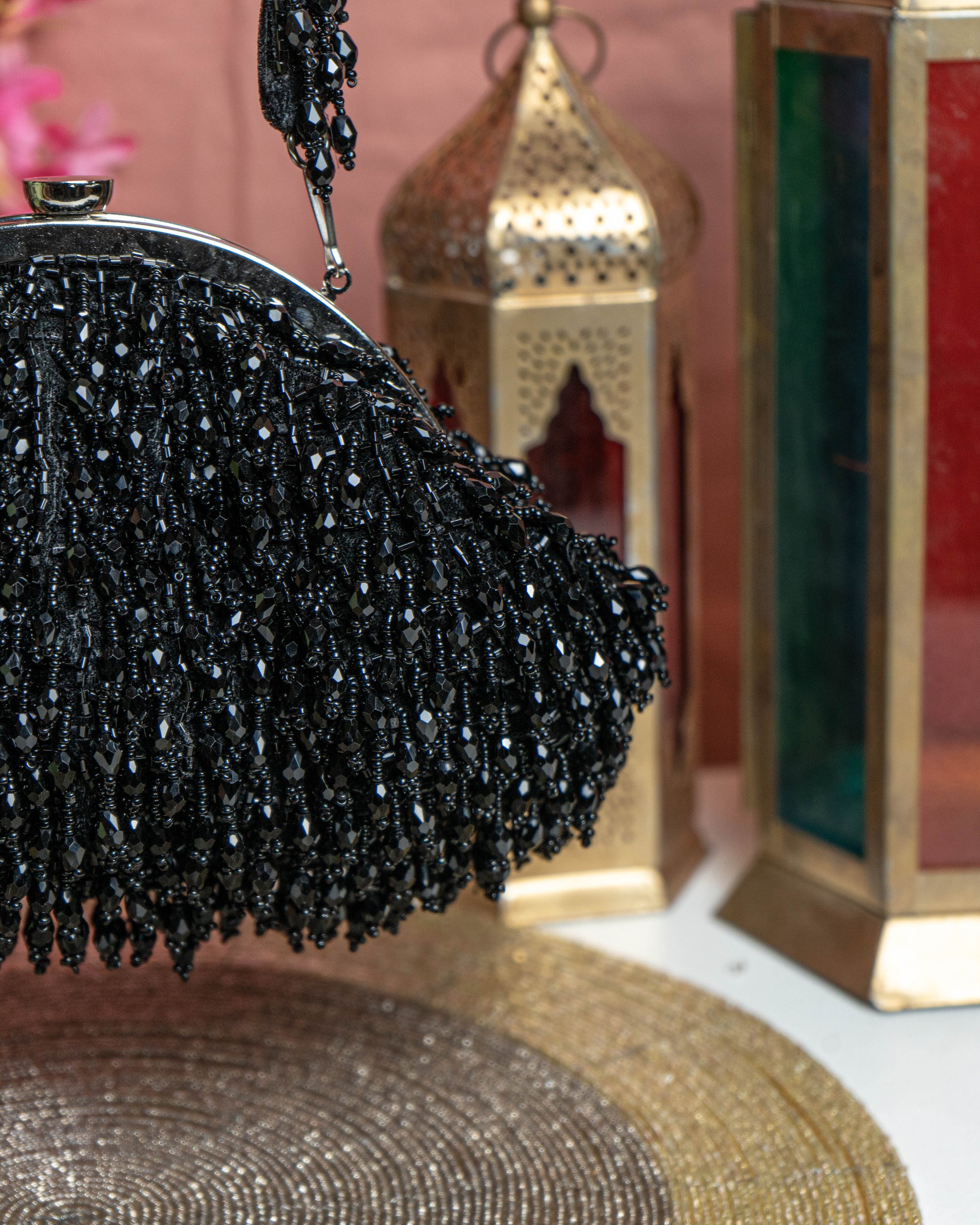 Noir Cascade Beaded Purse