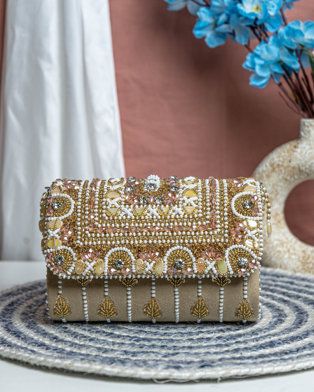 Seyra Soleil Beaded Flap Bag