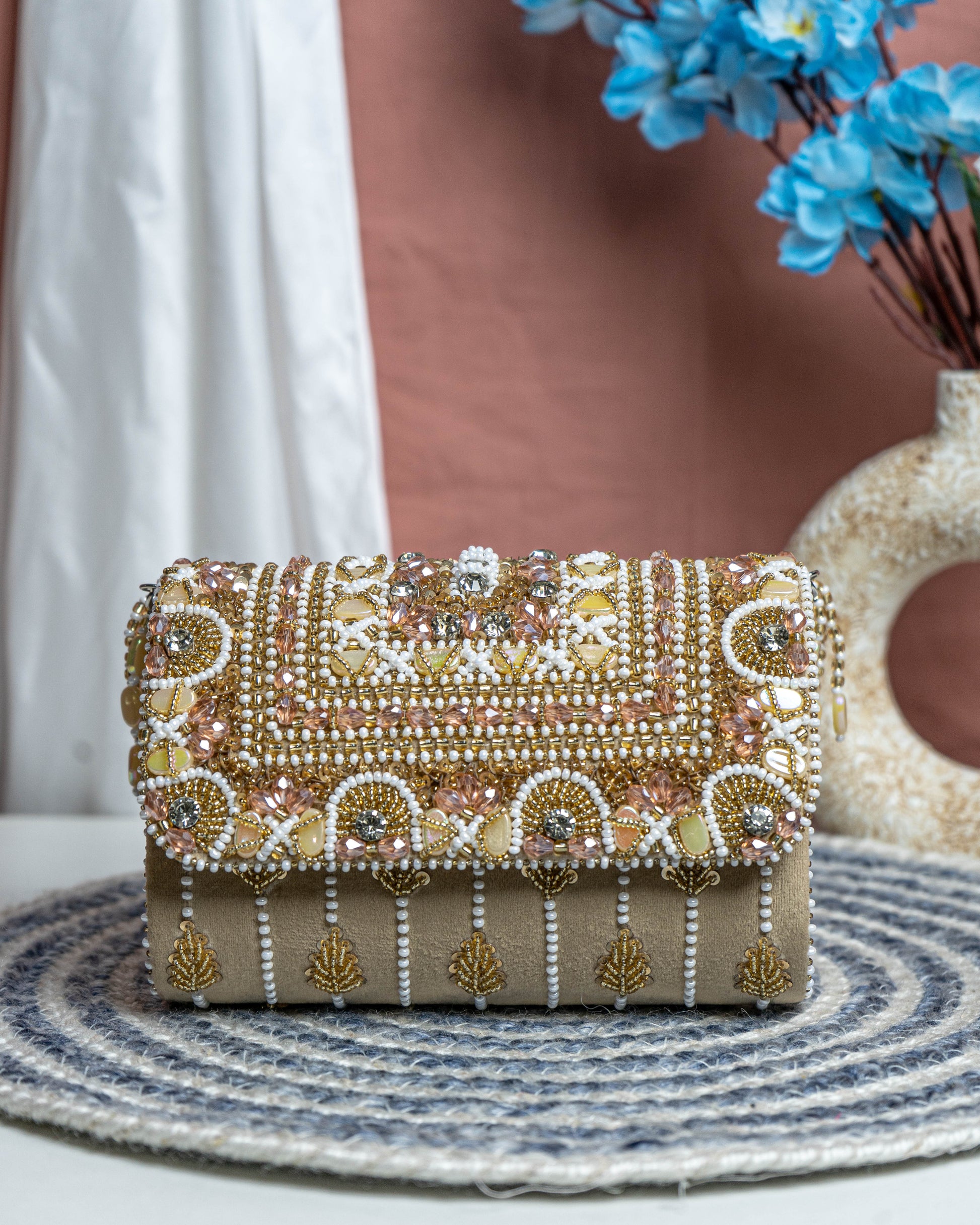 Seyra Soleil Beaded Flap Bag